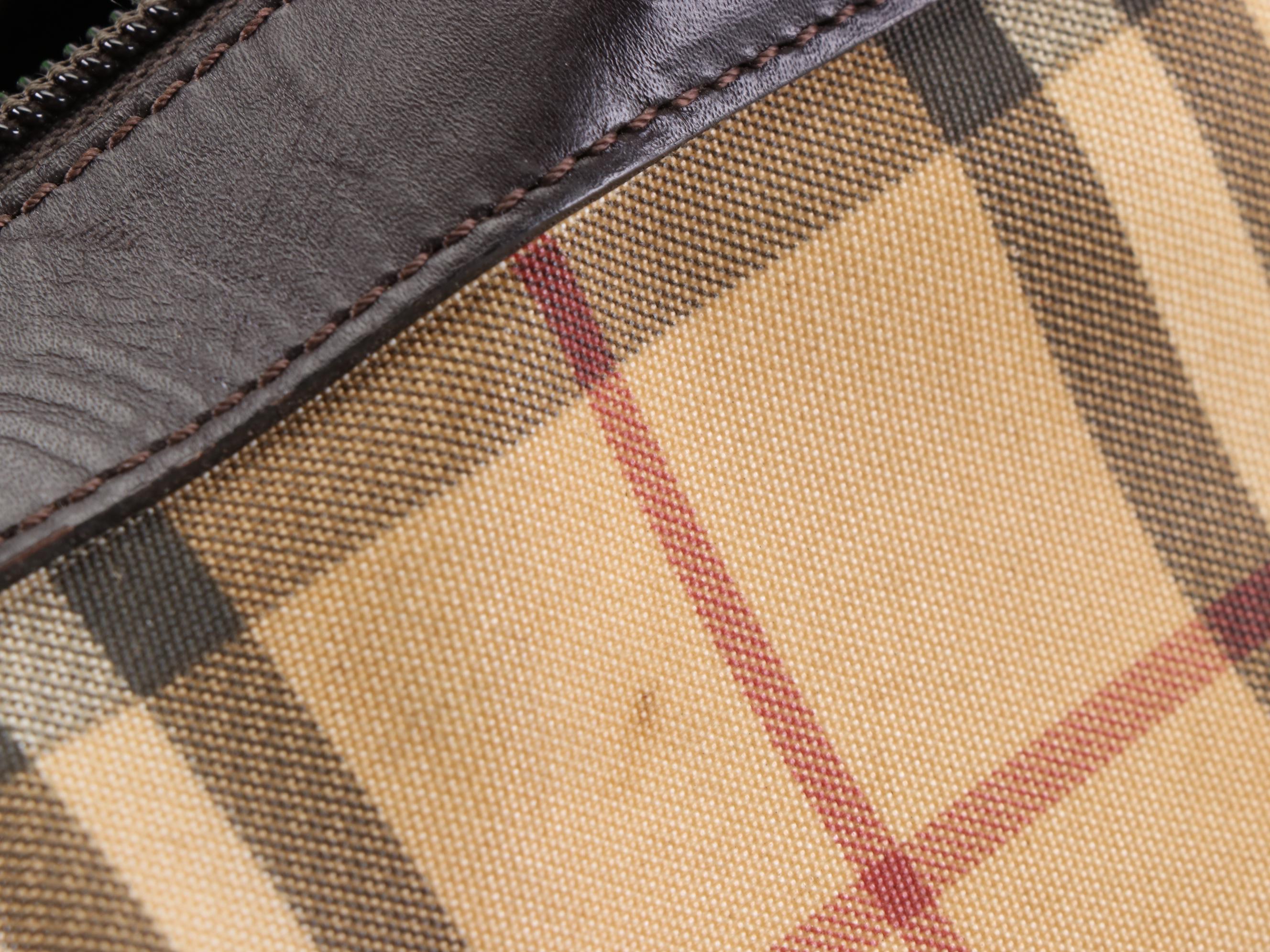 Burberry Barrel Handbag in Nova Check Coated Canvas and Brown Leather