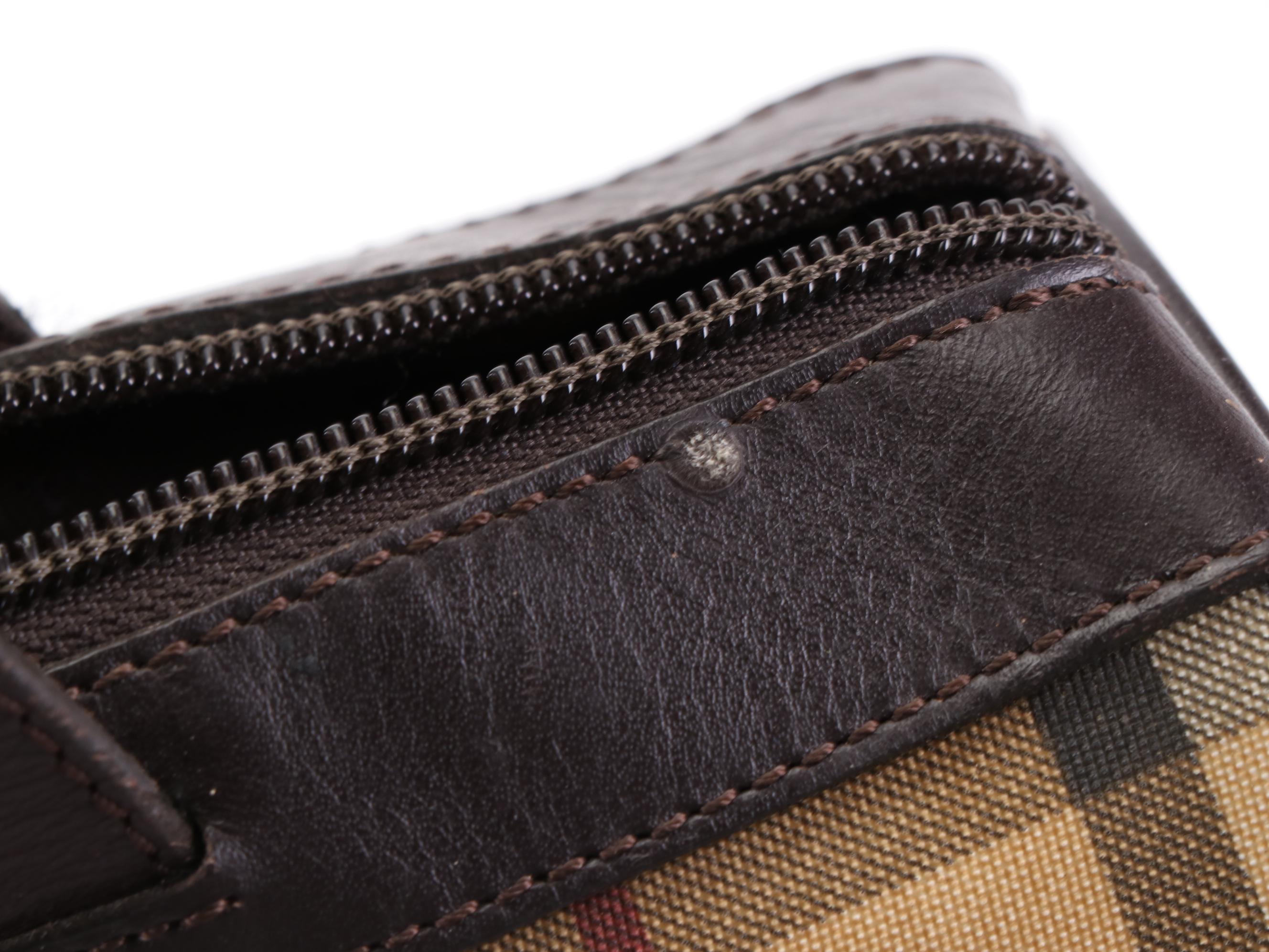 Burberry Barrel Handbag in Nova Check Coated Canvas and Brown Leather