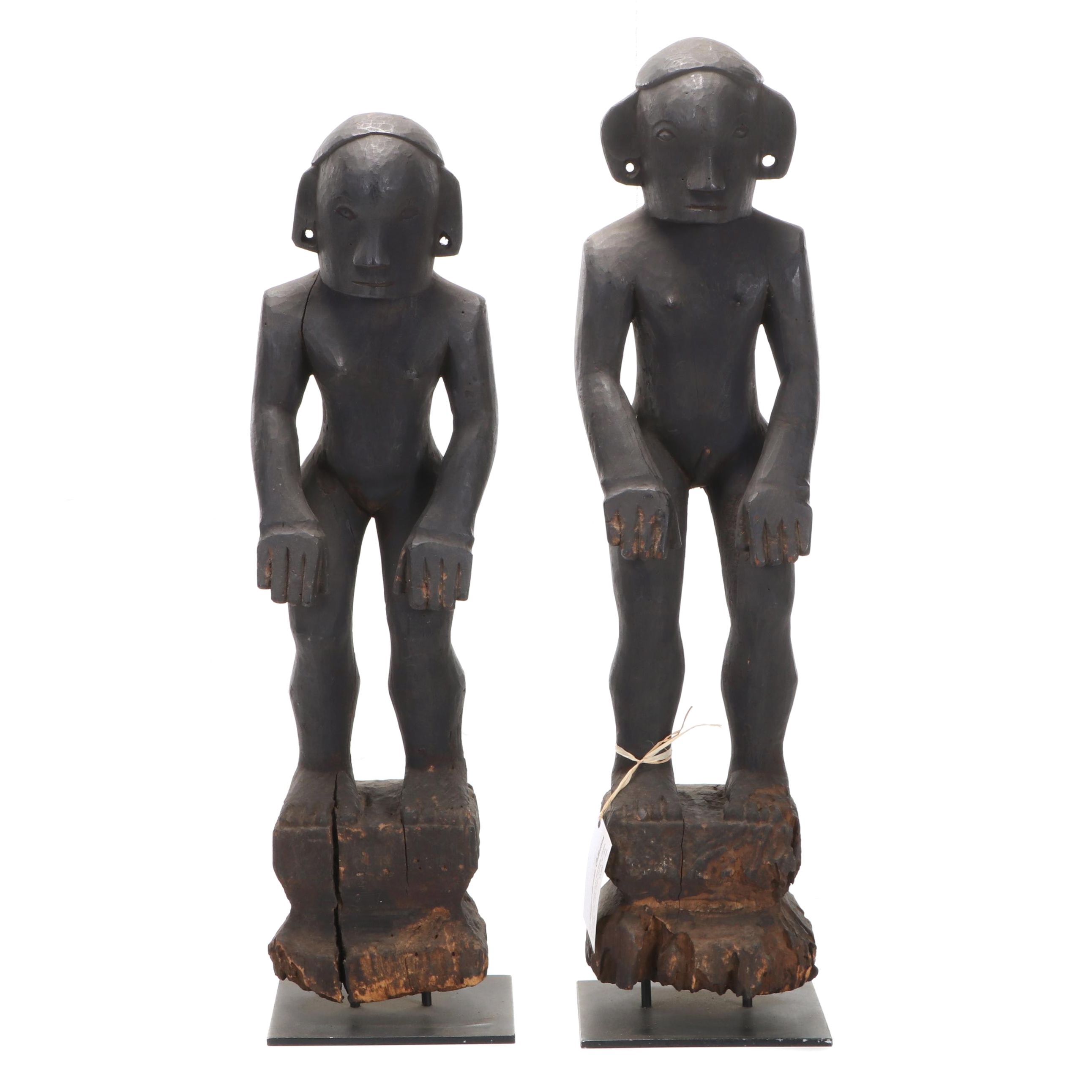 Ifugao "Bulul" Hand-Carved Wooden Figural Sculptures, Early 20th Century