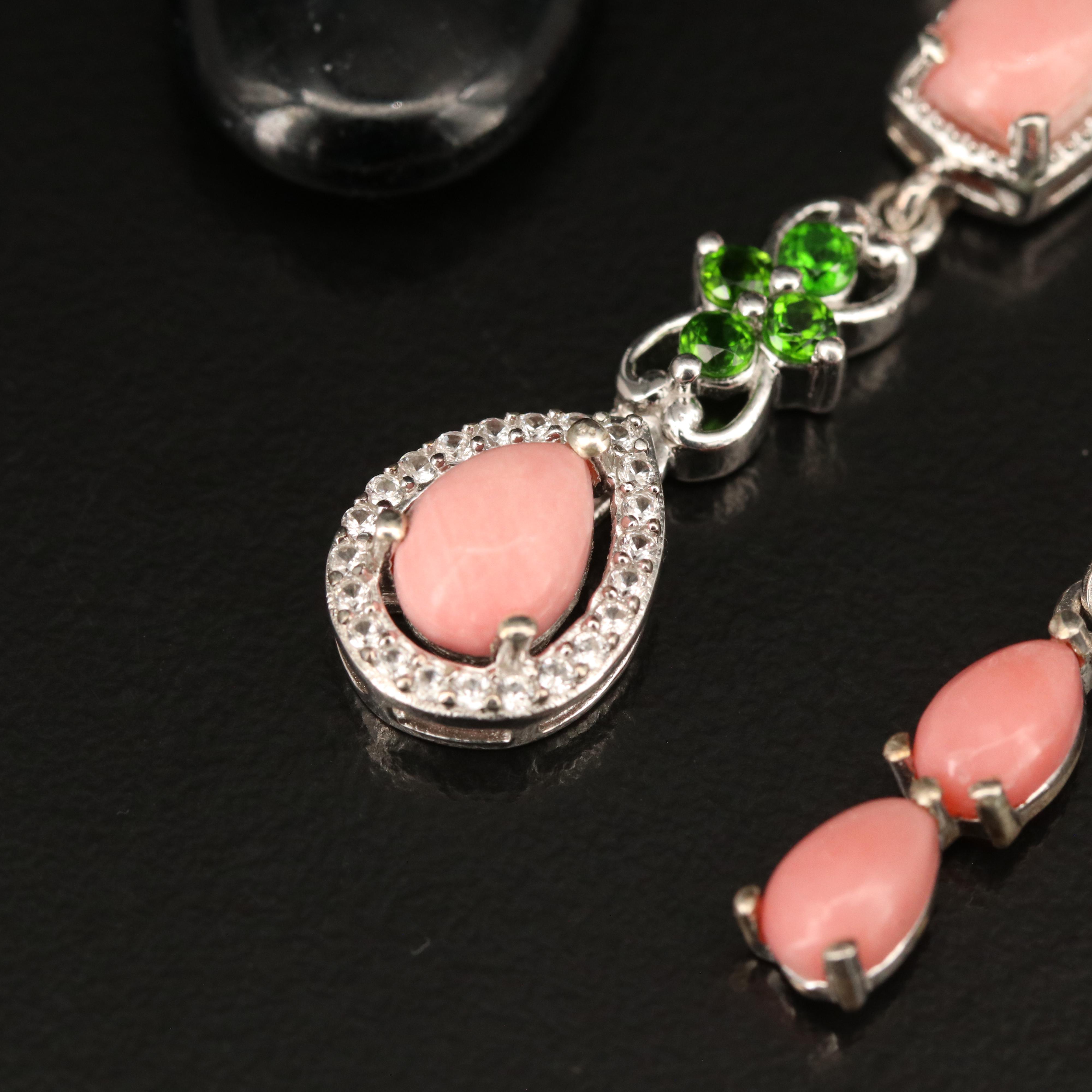 Sterling Jewelry Featuring White Topaz, Diopside and Opal