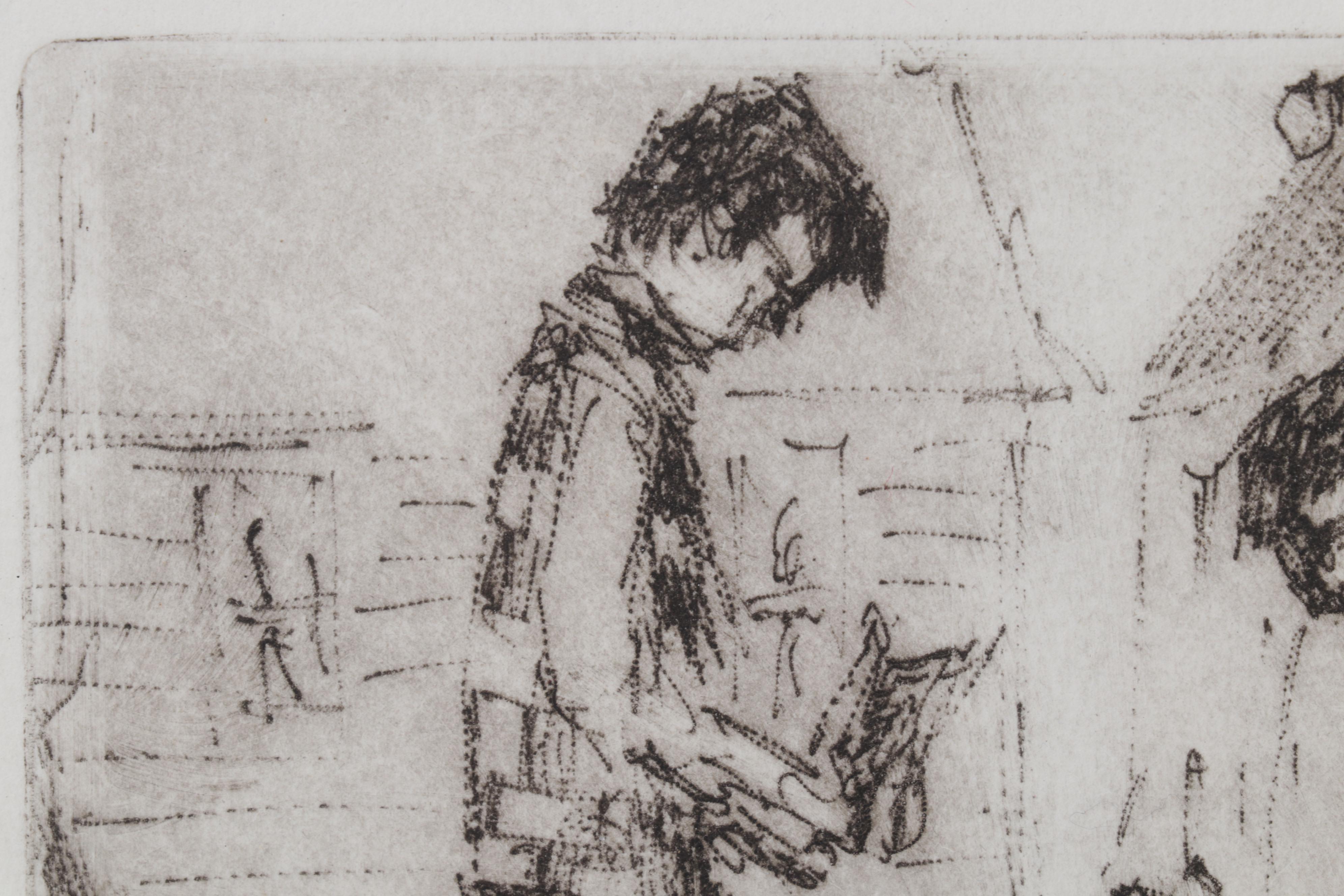 Ed Gifford Etchings "After School" and "Her Chair," Circa 1979