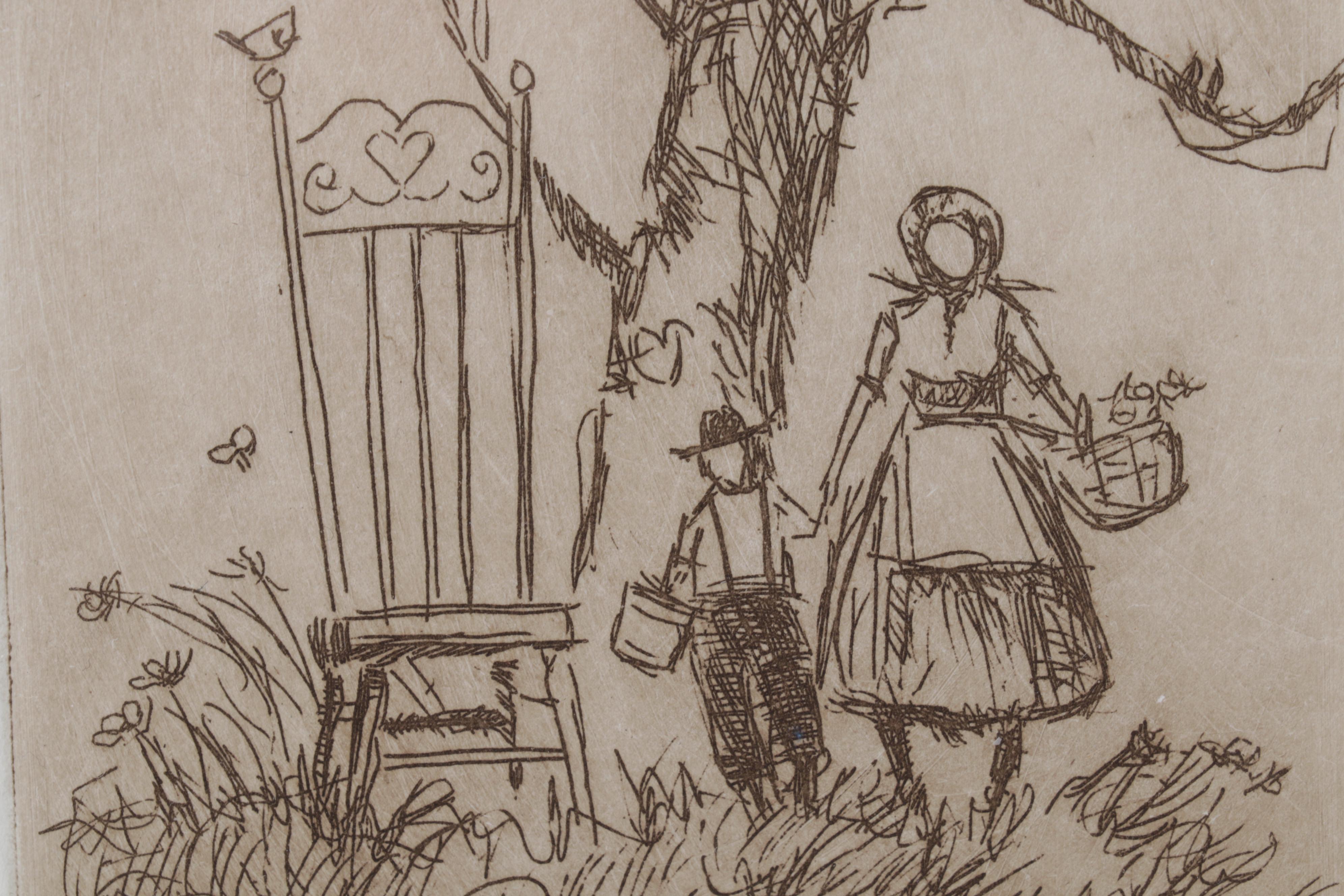 Ed Gifford Etchings "After School" and "Her Chair," Circa 1979