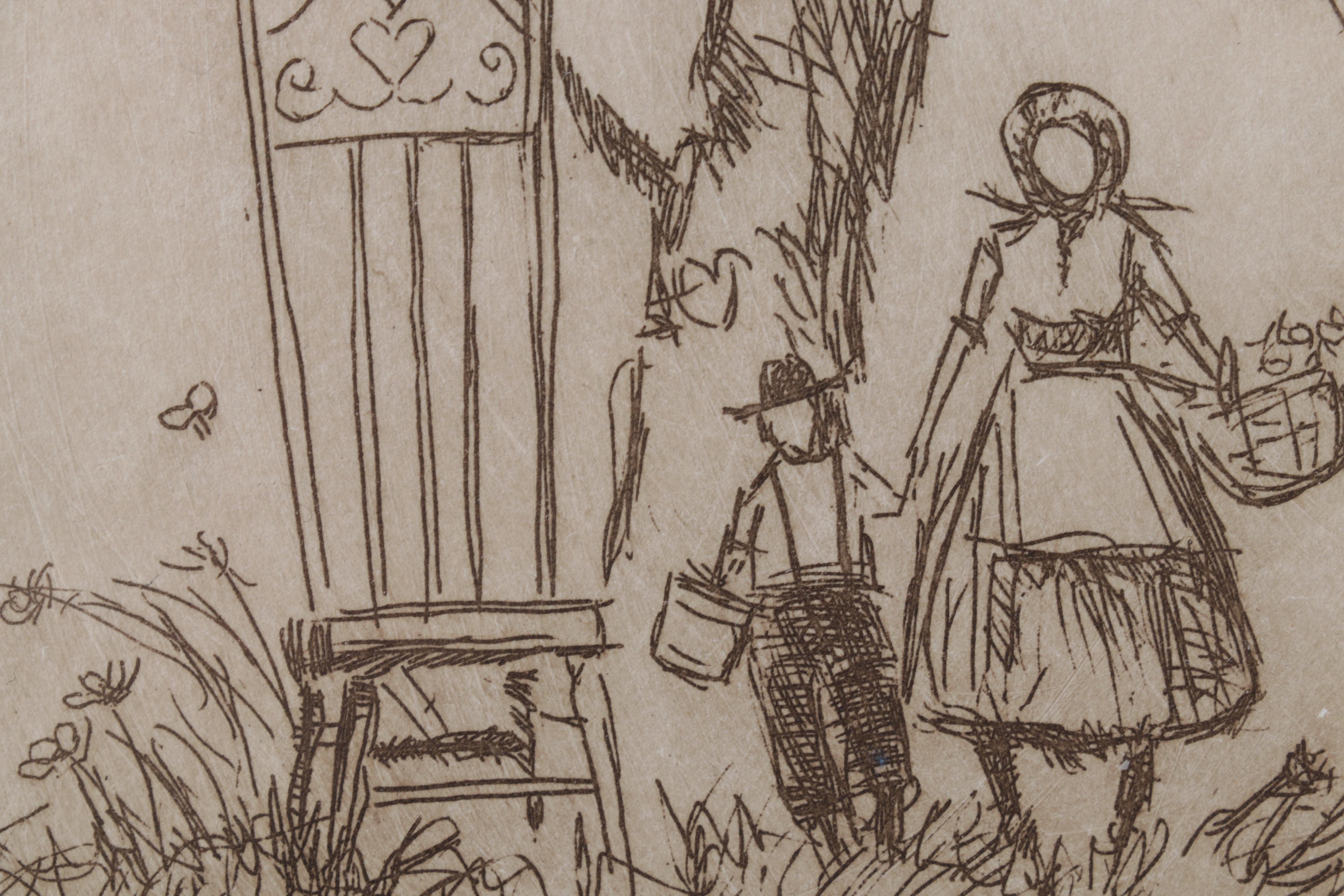 Ed Gifford Etchings "After School" and "Her Chair," Circa 1979