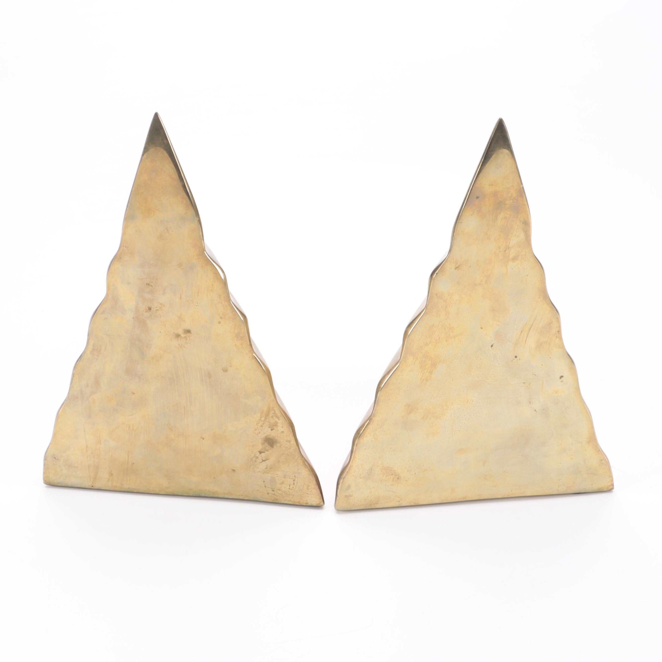 Modernist Brass Pyramid Bookends, Mid to Late 20th Century