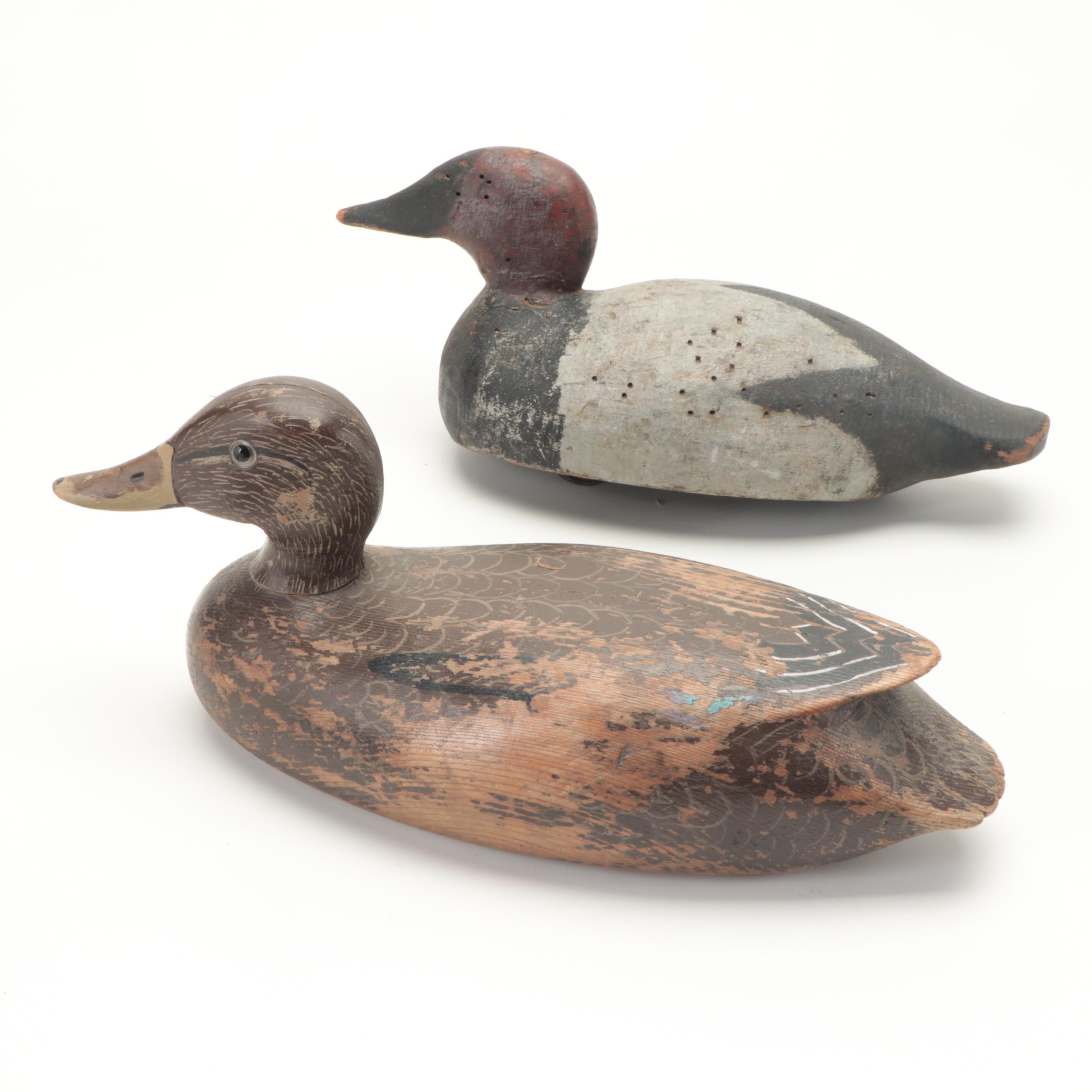 Hand-Carved and Painted Wooden Duck Decoys, Late 20th Century