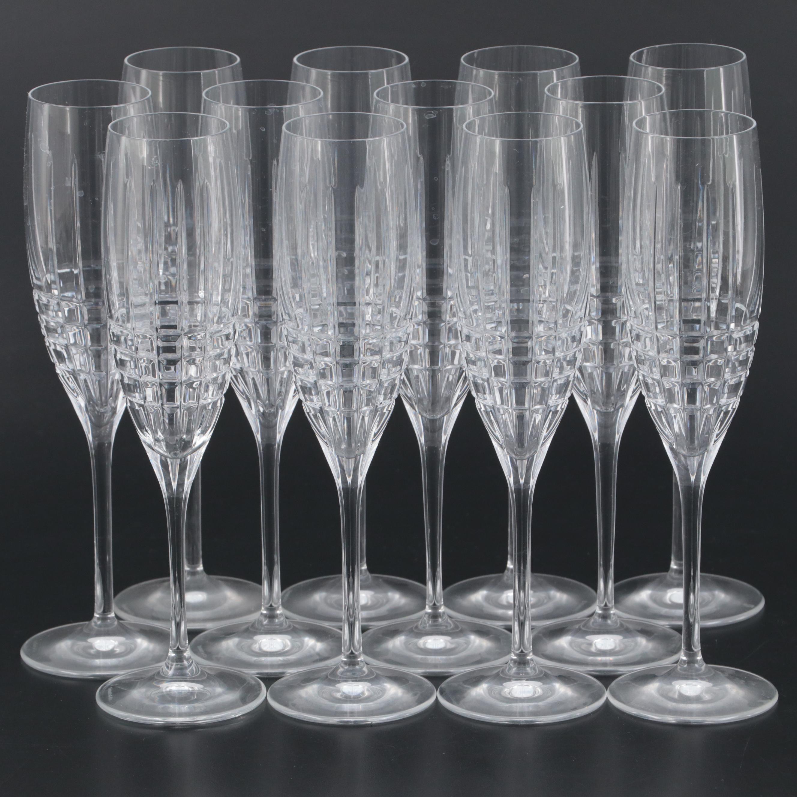 Tiffany & Co. "Plaid" Crystal Champagne Flutes