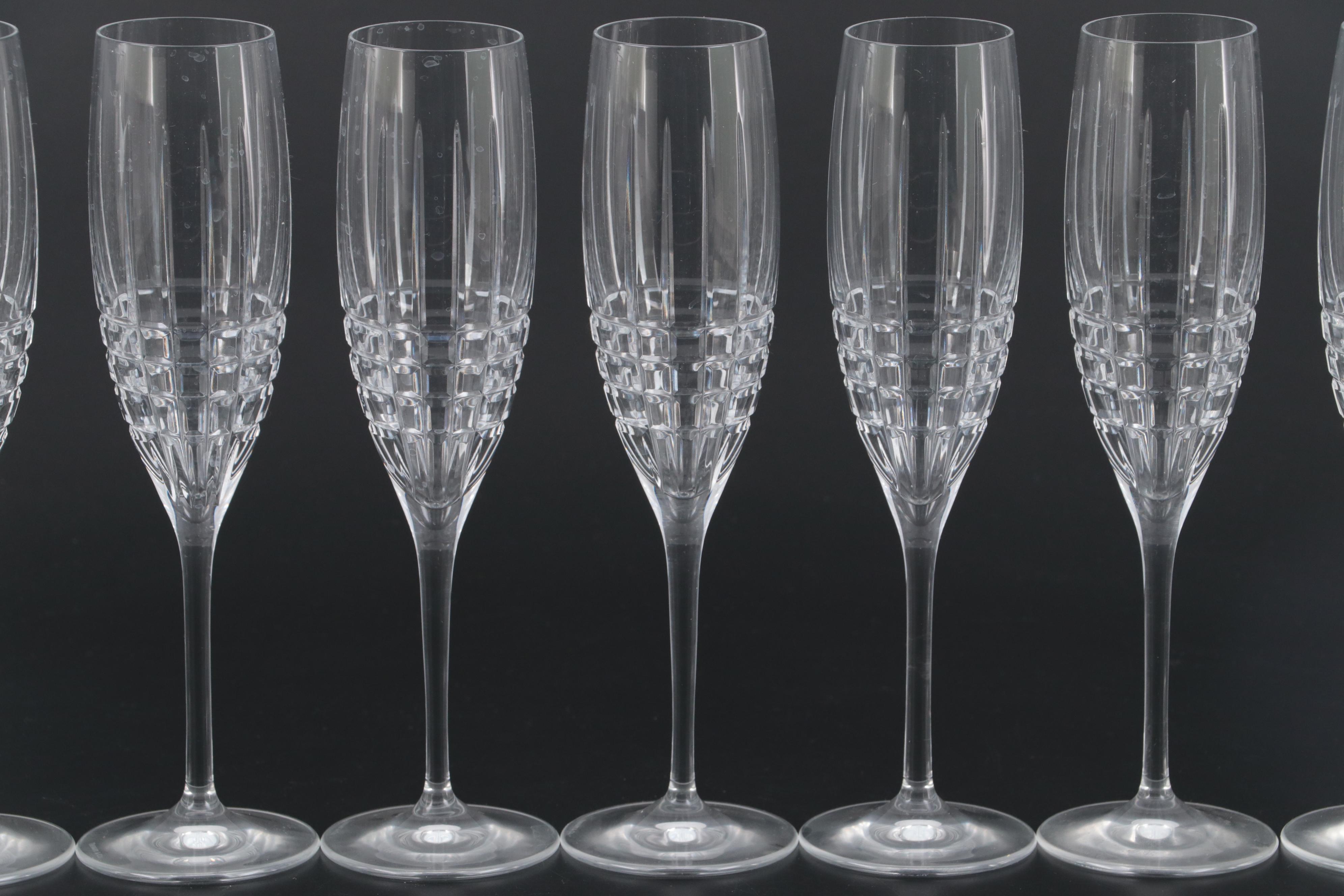 Tiffany & Co. "Plaid" Crystal Champagne Flutes
