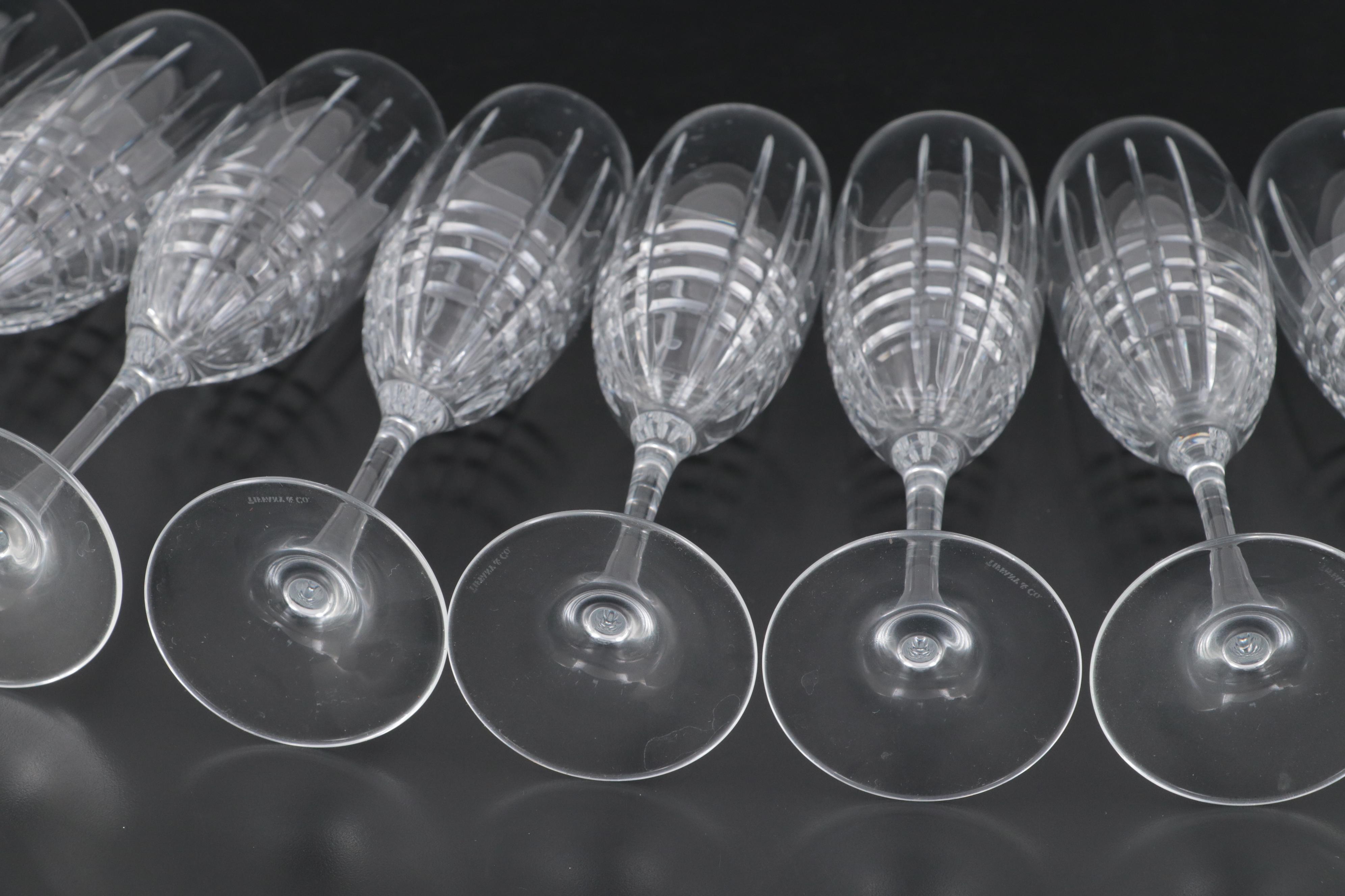 Tiffany & Co. "Plaid" Crystal Champagne Flutes