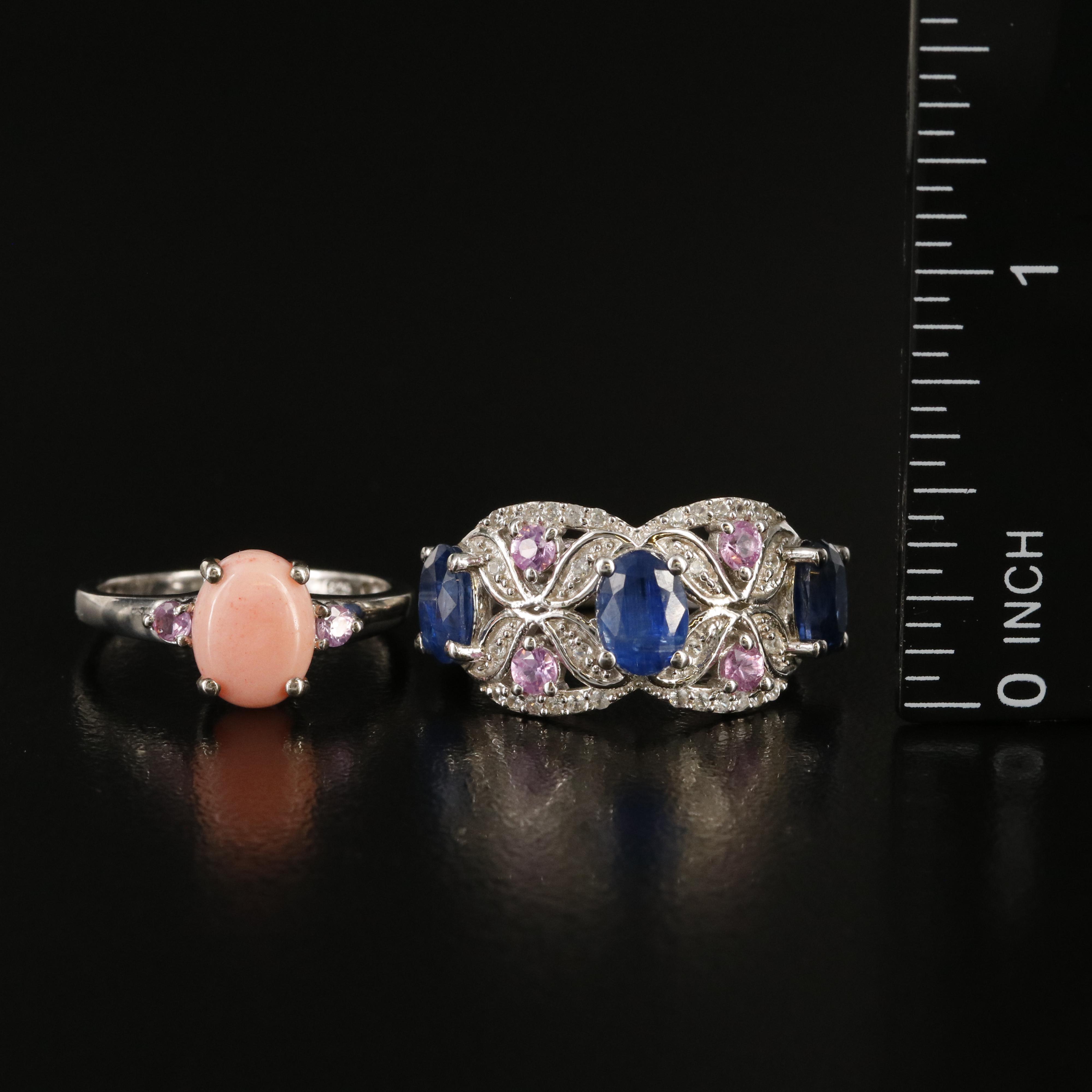 Sterling Rings Including Kyanite, Common Opal and Sapphire