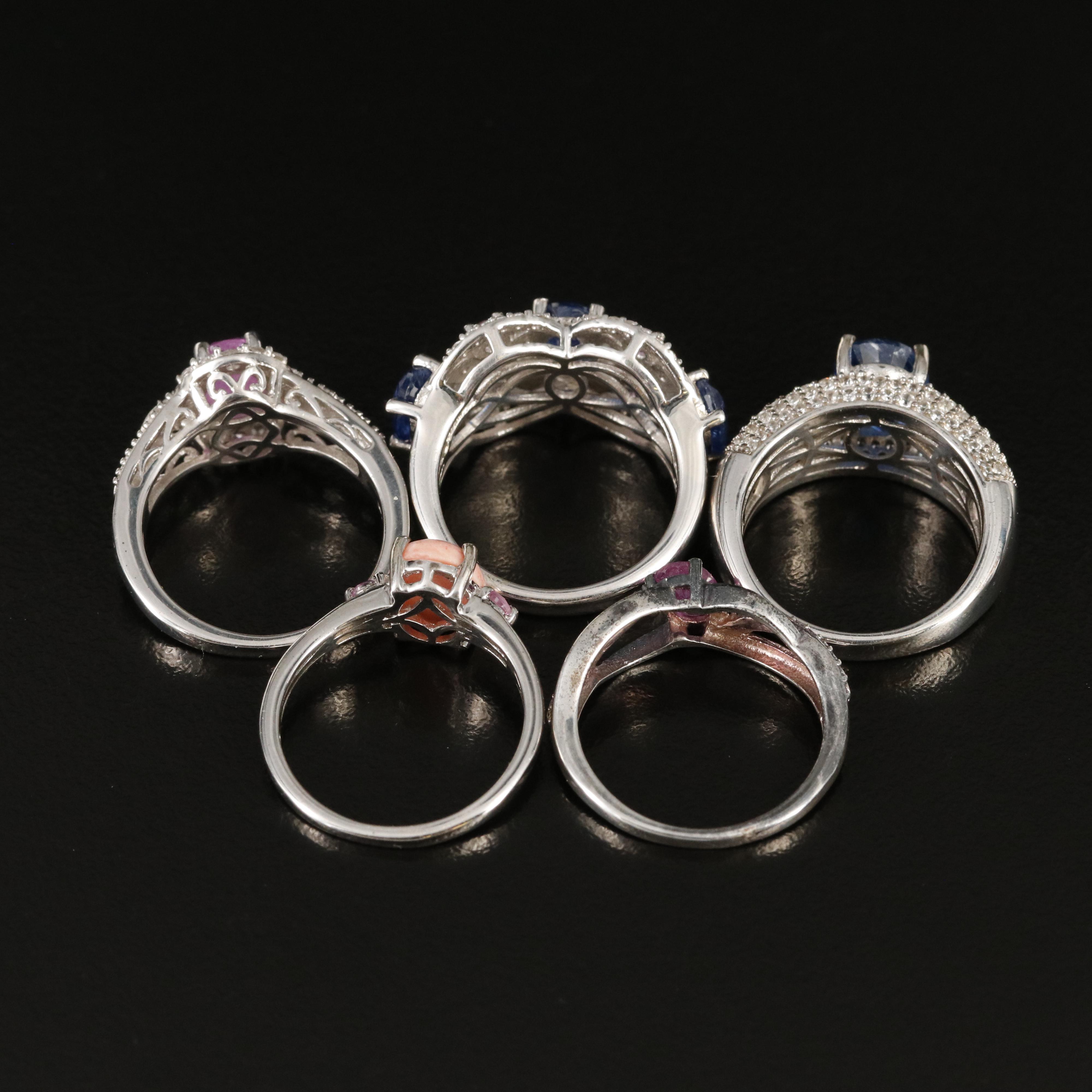 Sterling Rings Including Kyanite, Common Opal and Sapphire