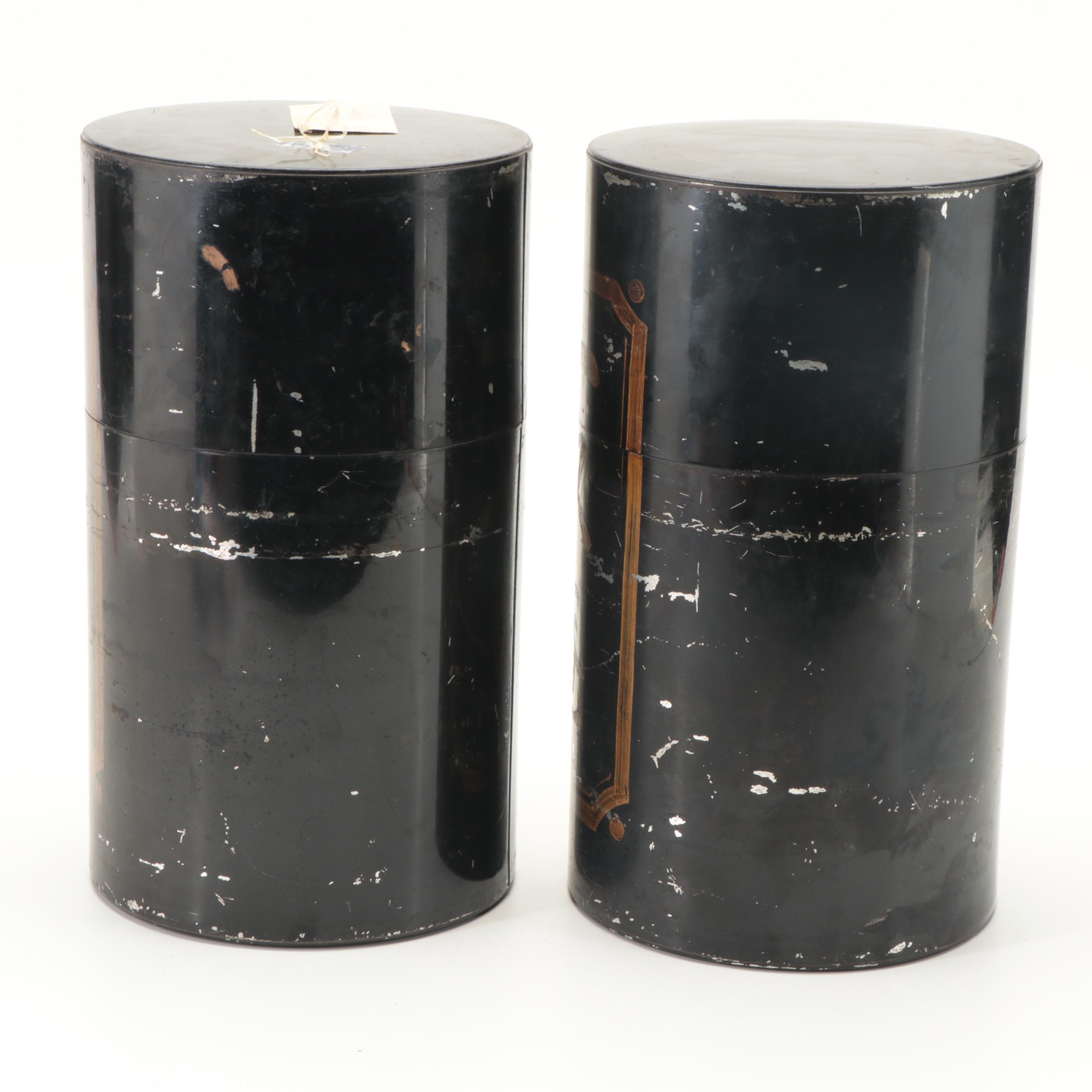 Japanese Painted Metal Tea Caddies, Early 20th Century