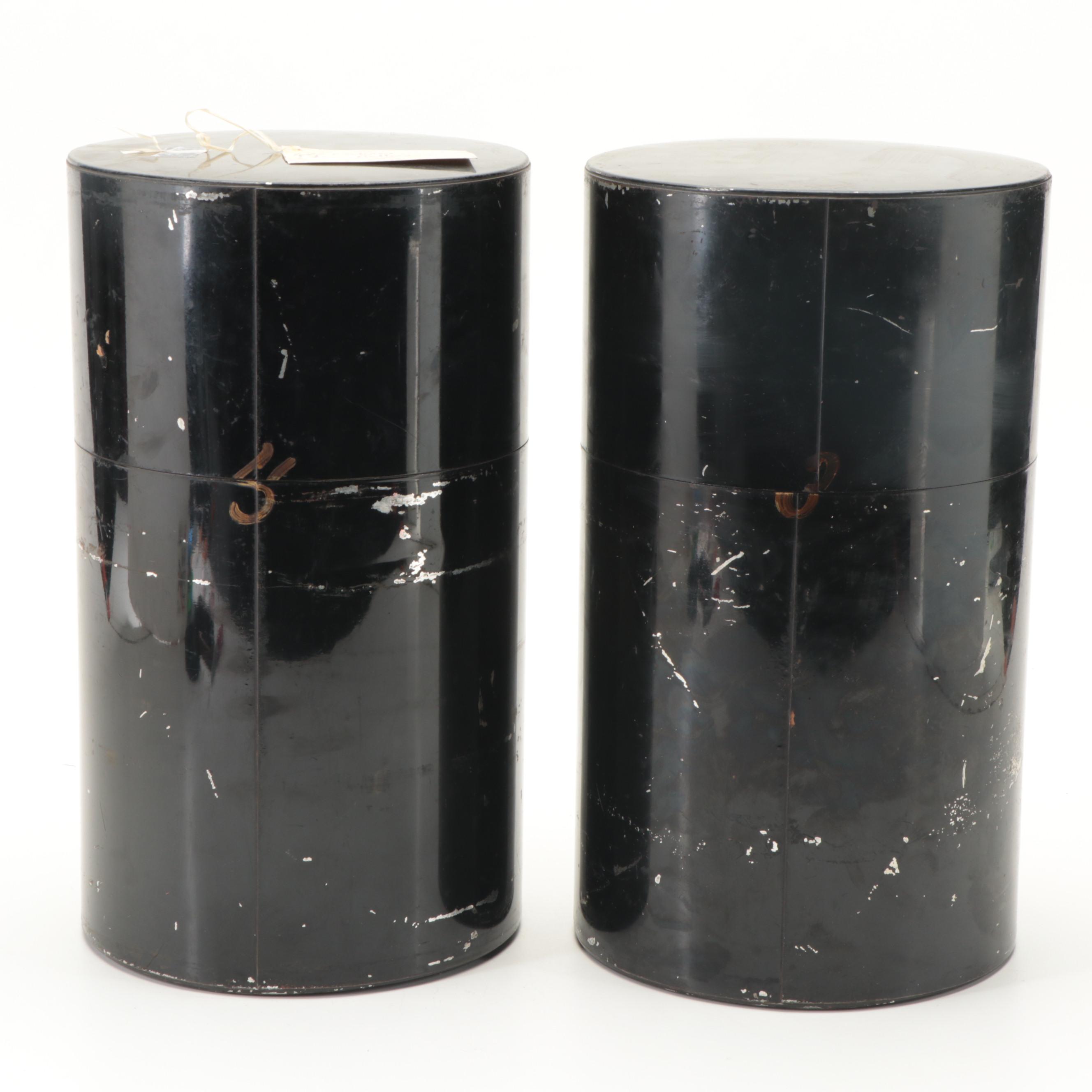 Japanese Painted Metal Tea Caddies, Early 20th Century