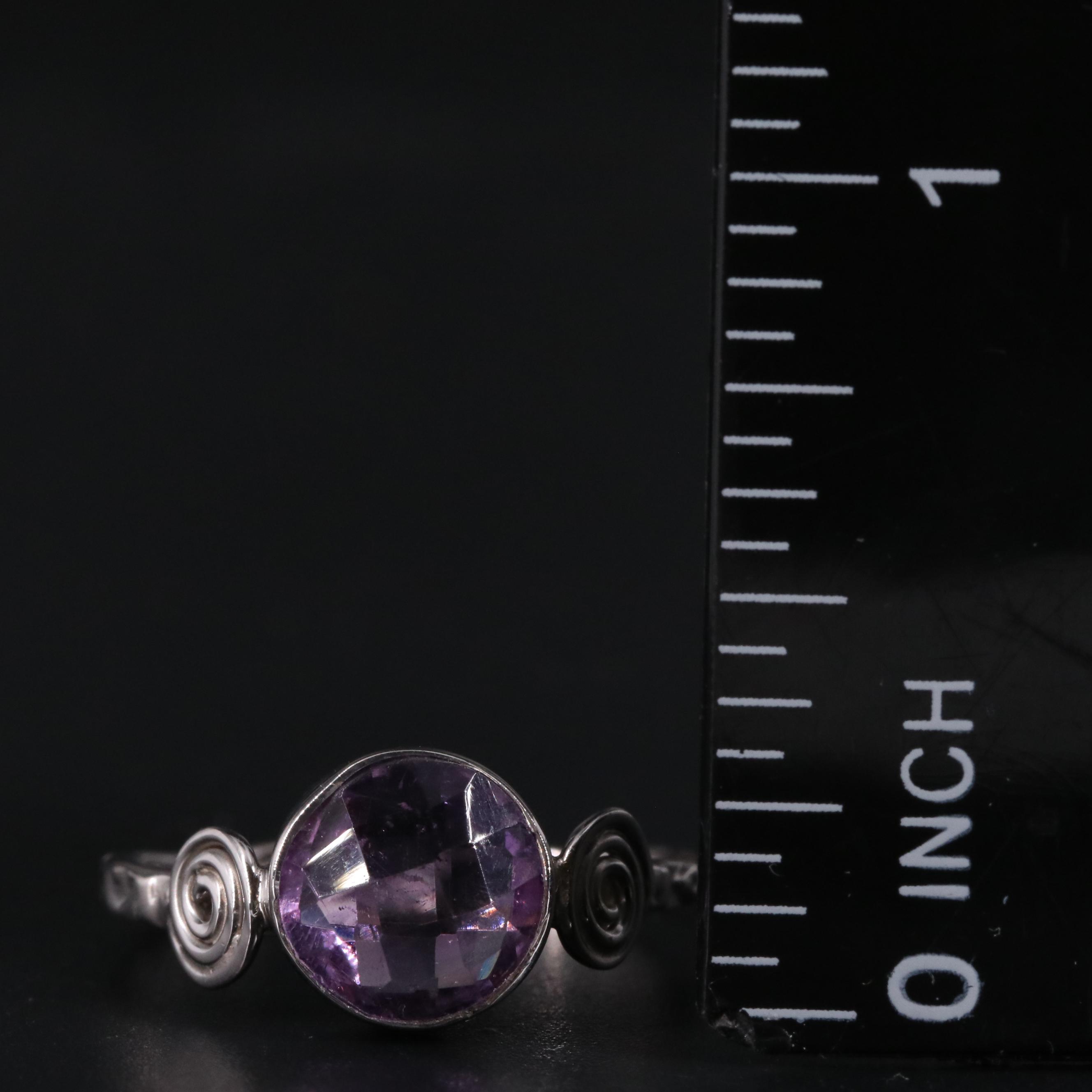 Sterling Amethyst Solitaire Ring