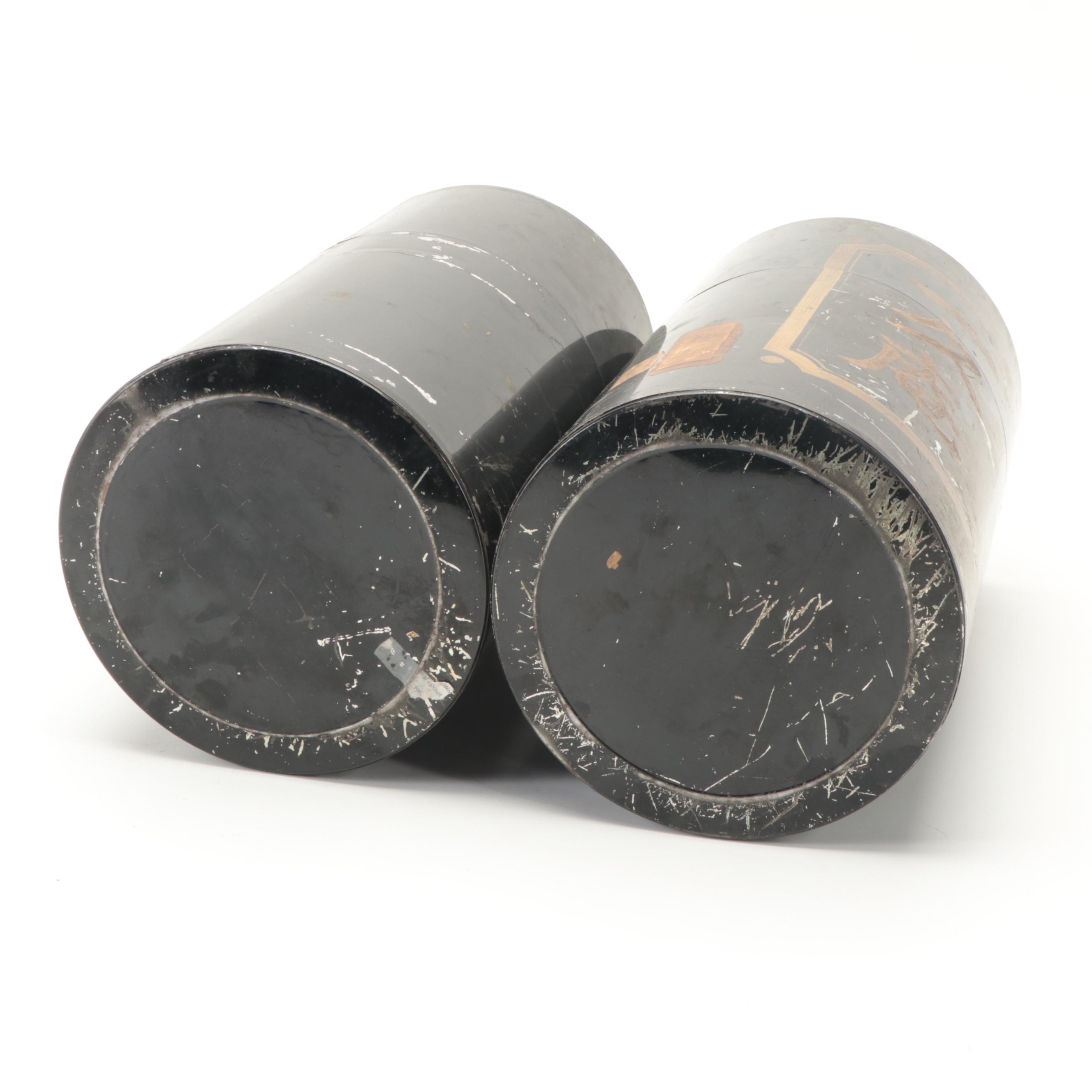 Japanese Painted Metal Tea Caddies, Early 20th Century