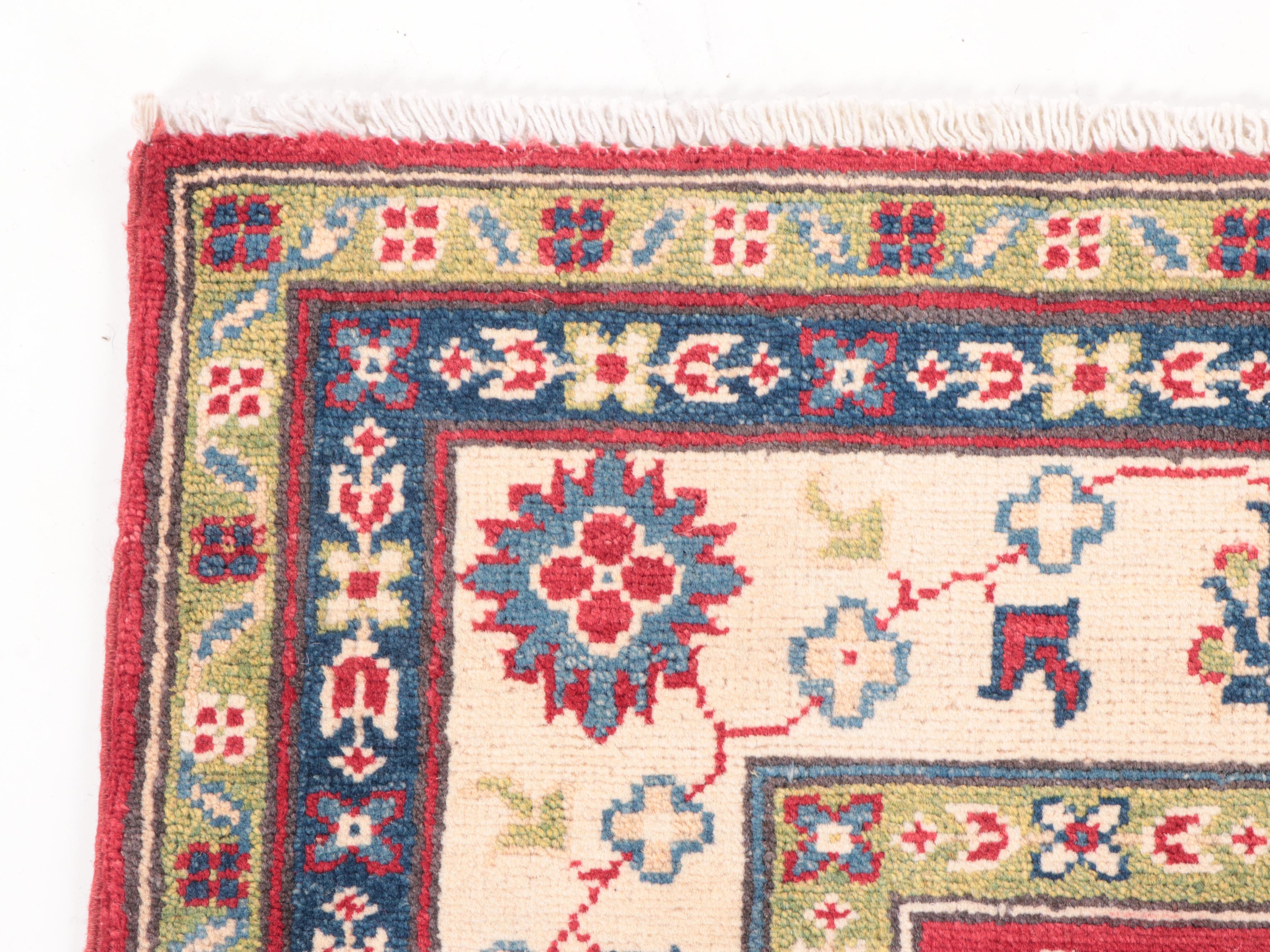 4' x 5'8 Hand-Knotted Pakistani Kazak Area Rug