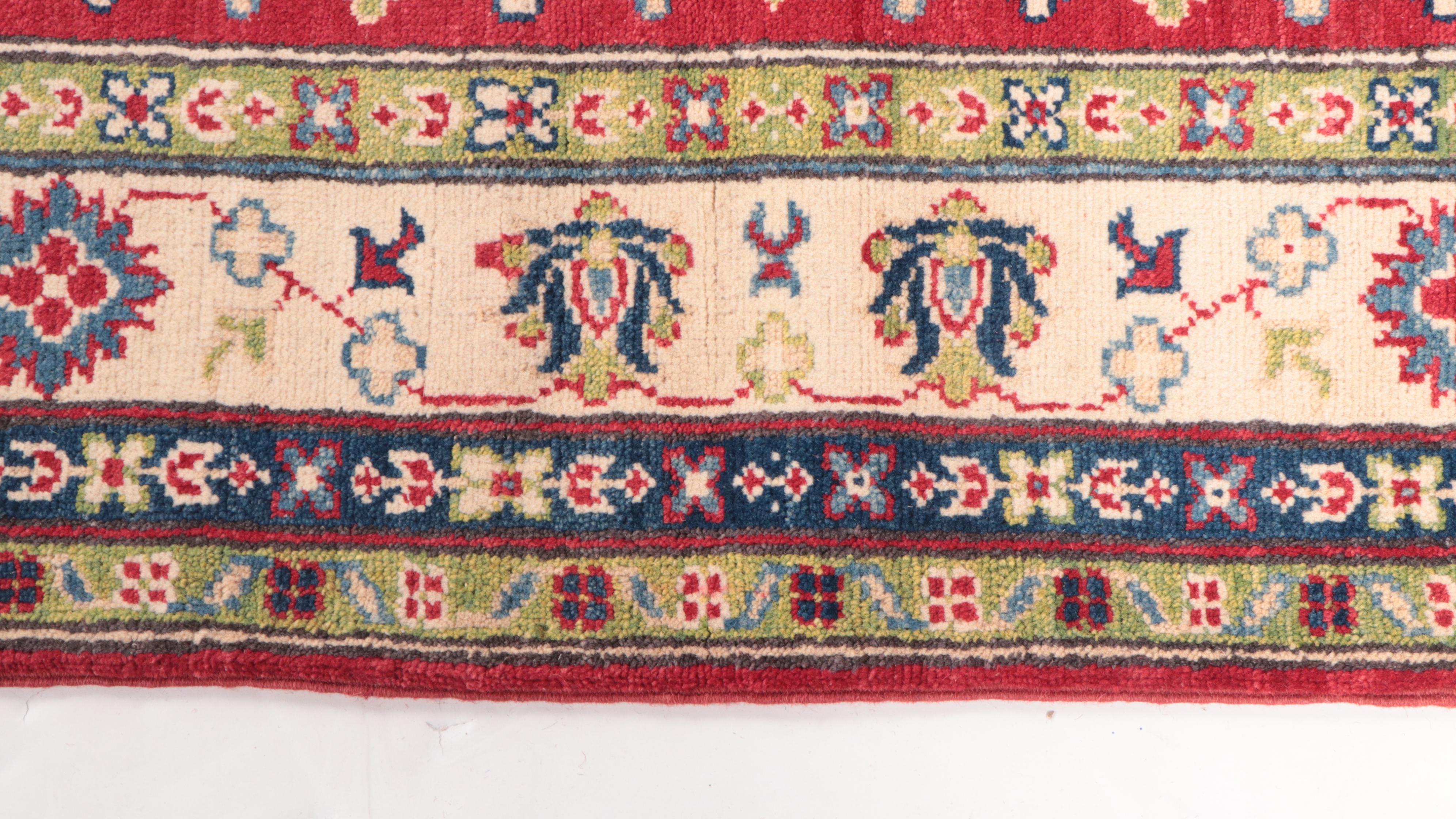 4' x 5'8 Hand-Knotted Pakistani Kazak Area Rug