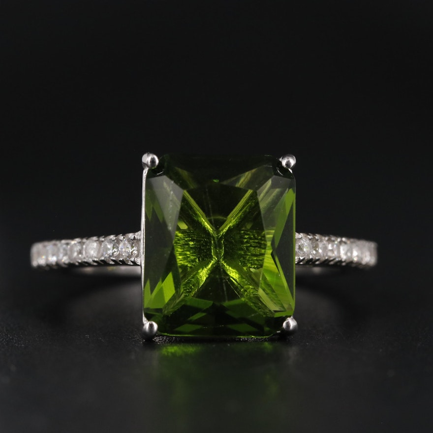 Sterling Peridot with Cubic Zirconia Ring