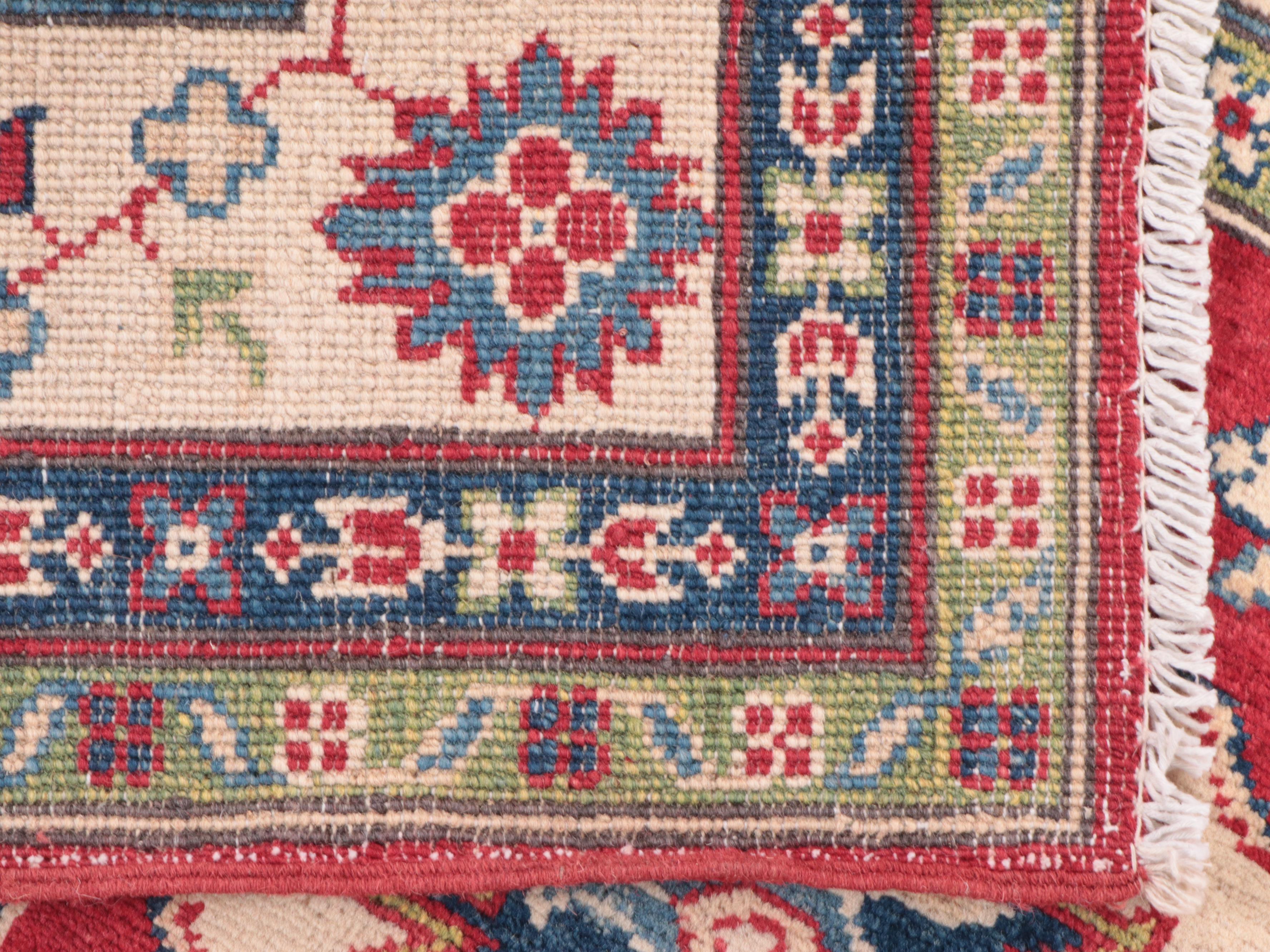 4' x 5'8 Hand-Knotted Pakistani Kazak Area Rug