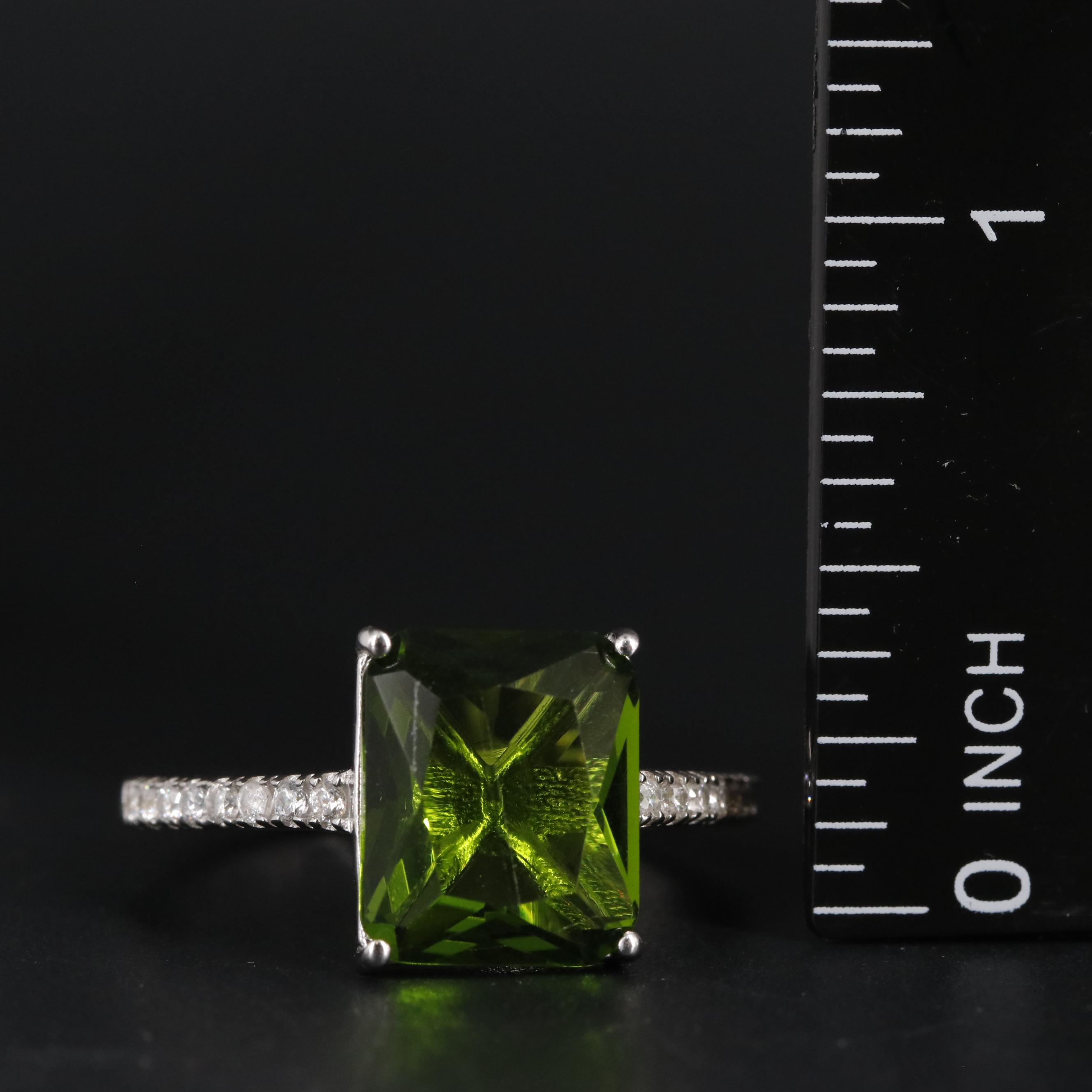 Sterling Peridot with Cubic Zirconia Ring
