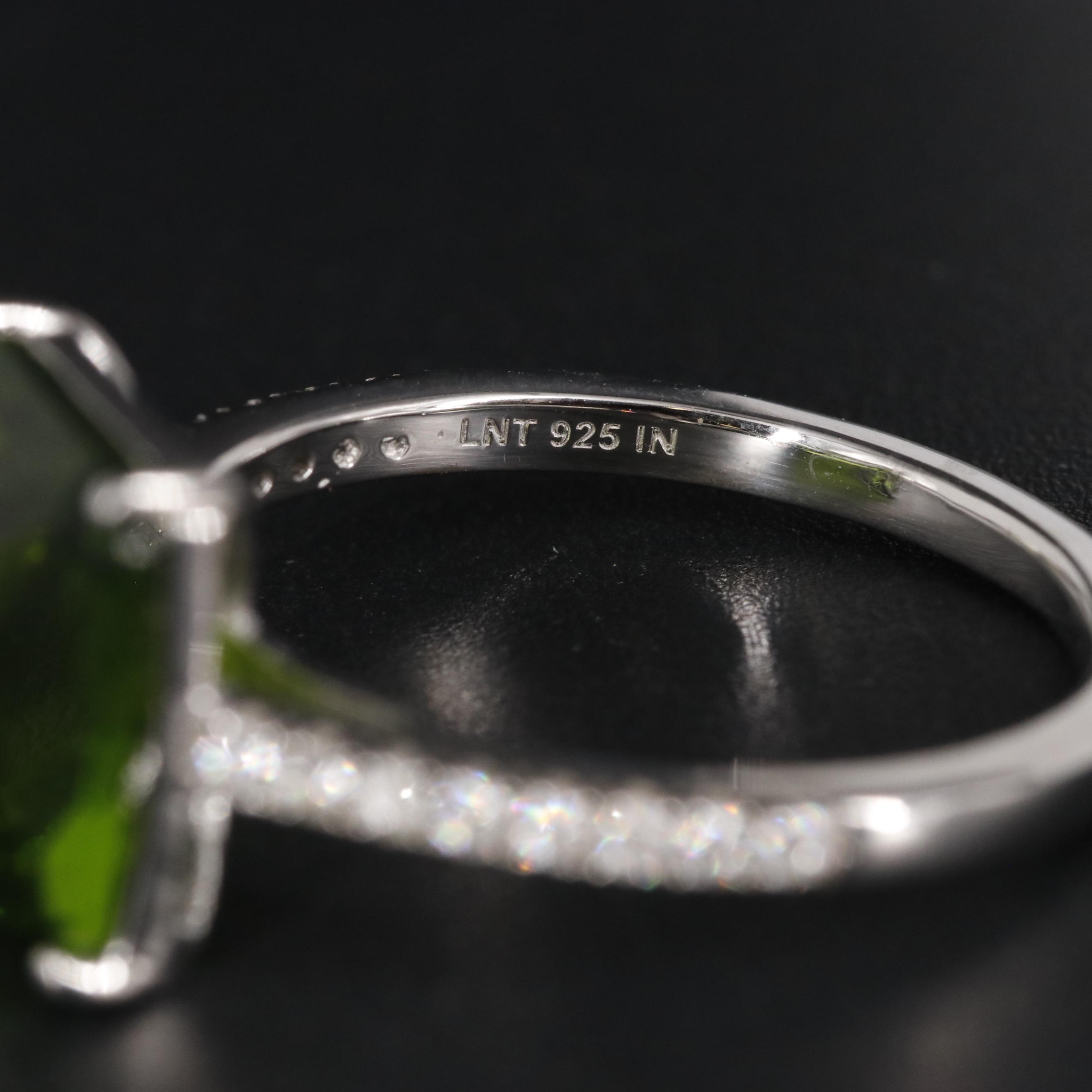 Sterling Peridot with Cubic Zirconia Ring