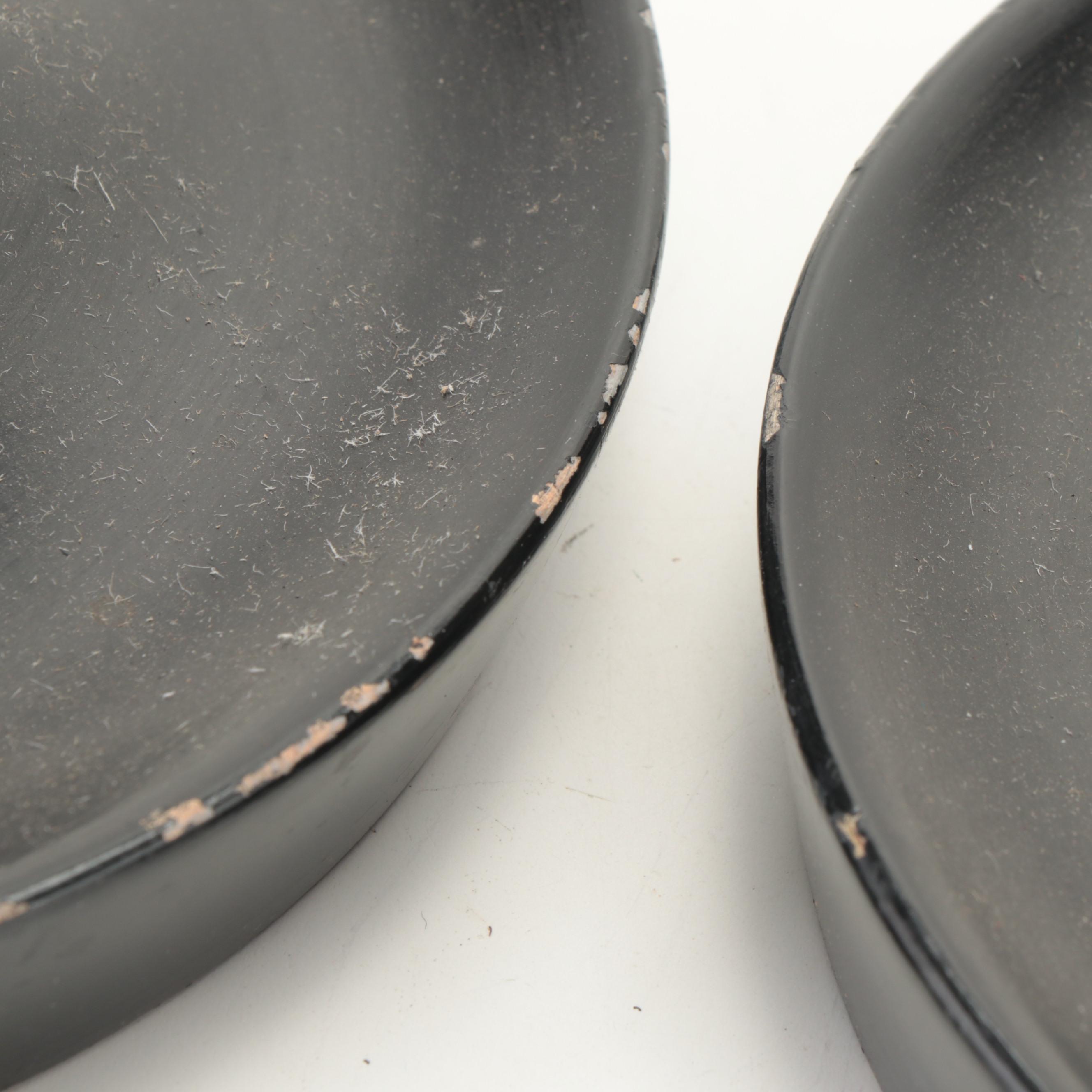 Indian Lacquered Wood Baluster Form Pillar Candle Holders