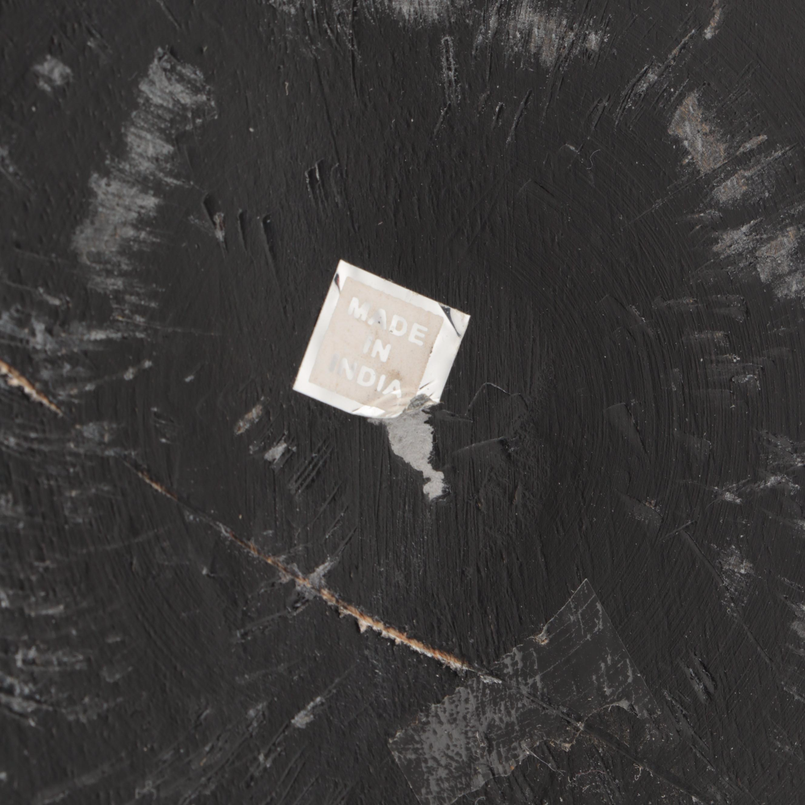 Indian Lacquered Wood Baluster Form Pillar Candle Holders