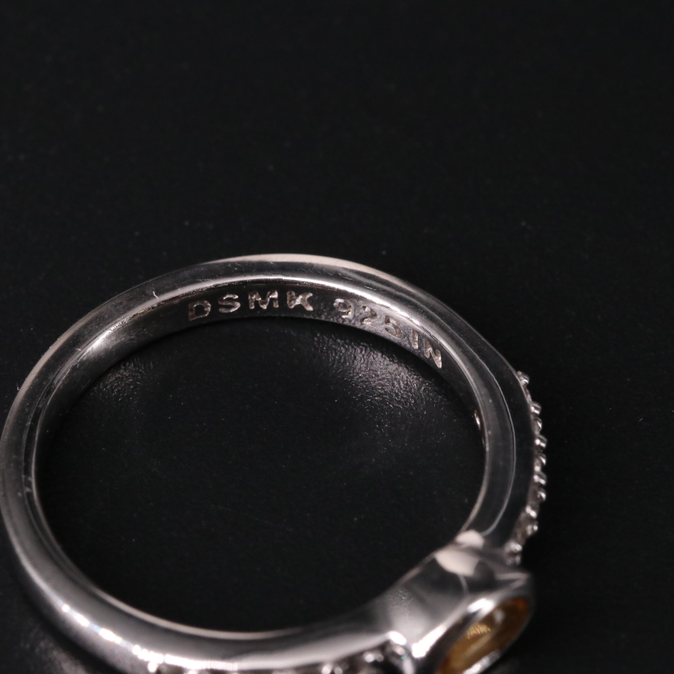 Sterling Citrine and White Topaz Ring