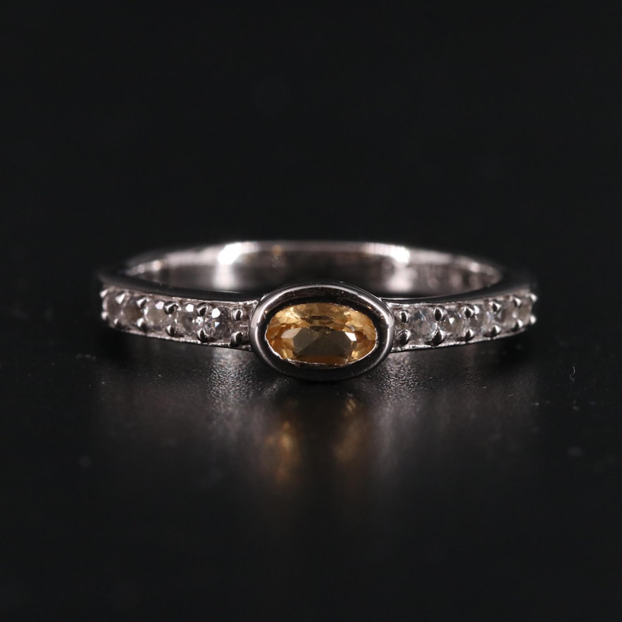 Sterling Citrine and White Topaz Ring