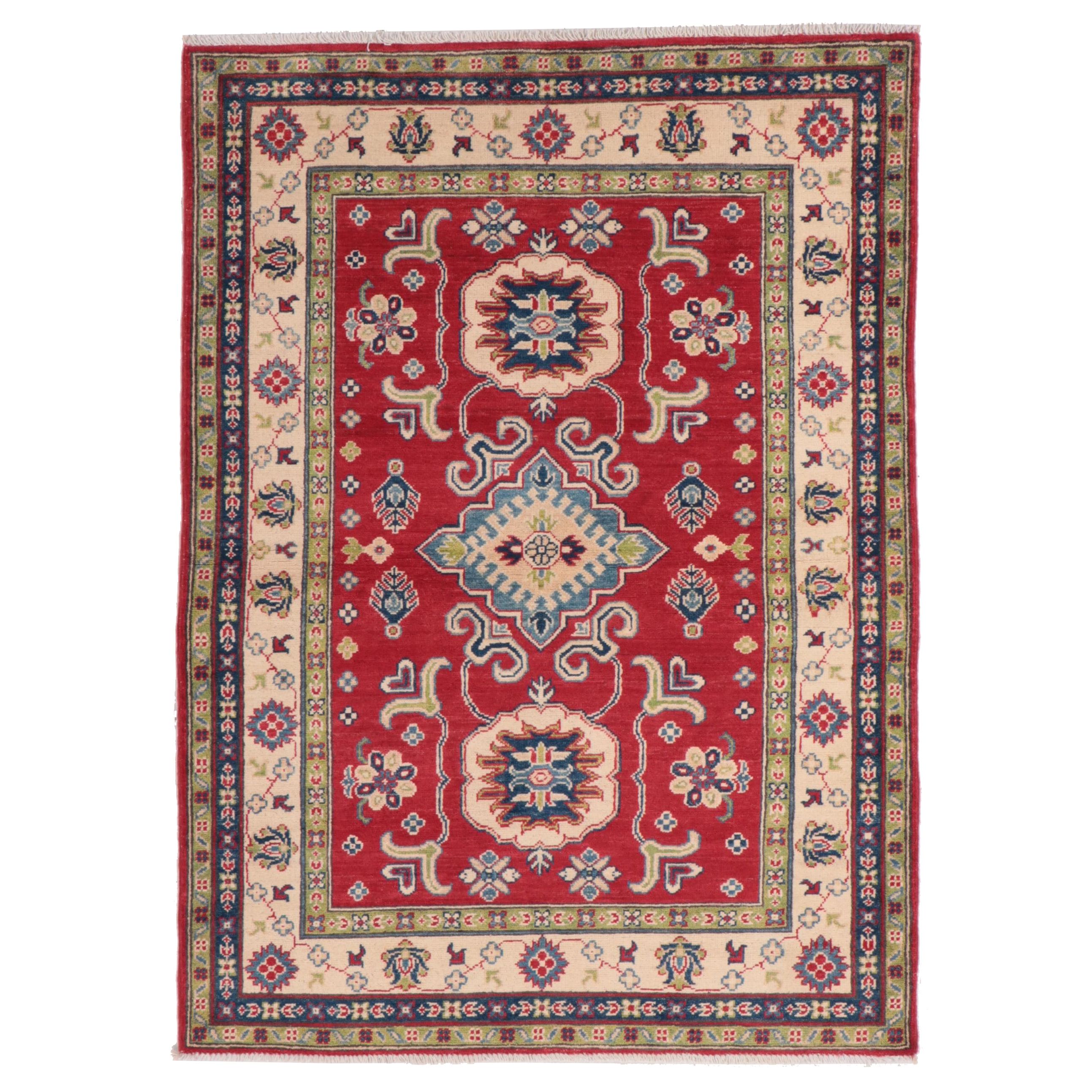 4' x 5'8 Hand-Knotted Pakistani Kazak Area Rug