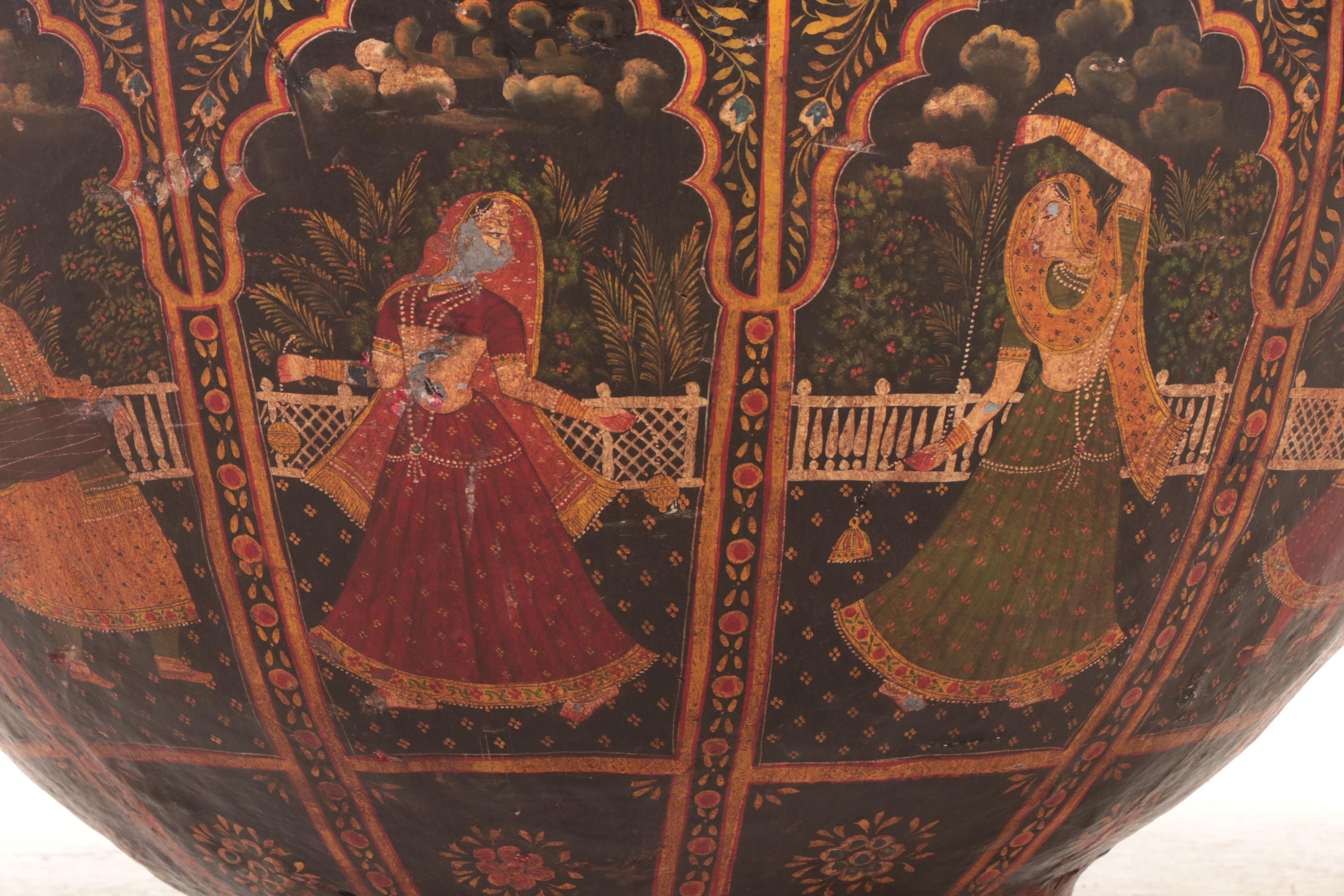 Large-Scale Handcrafted Indian Papier-mâché Bowl