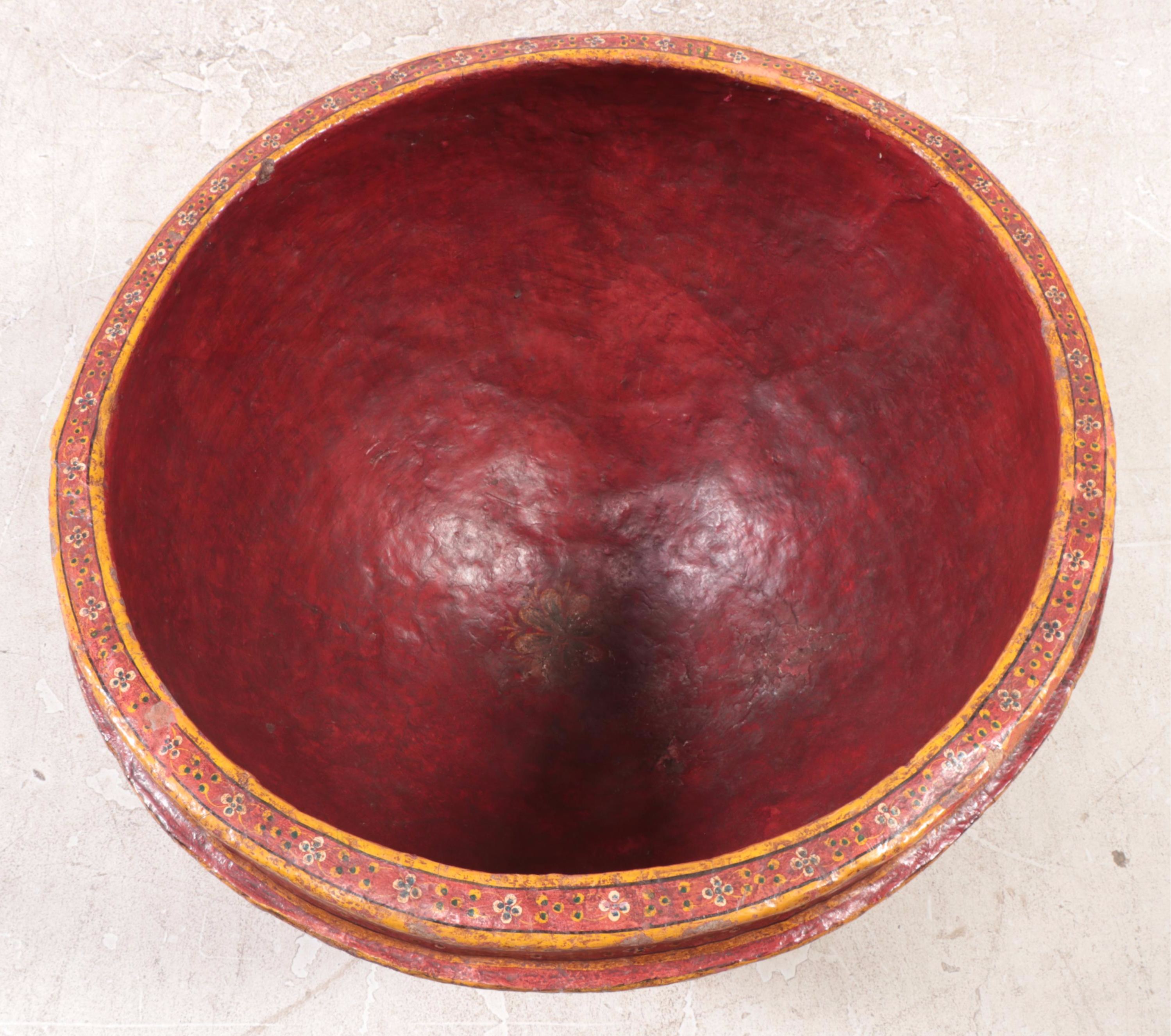 Large-Scale Handcrafted Indian Papier-mâché Bowl