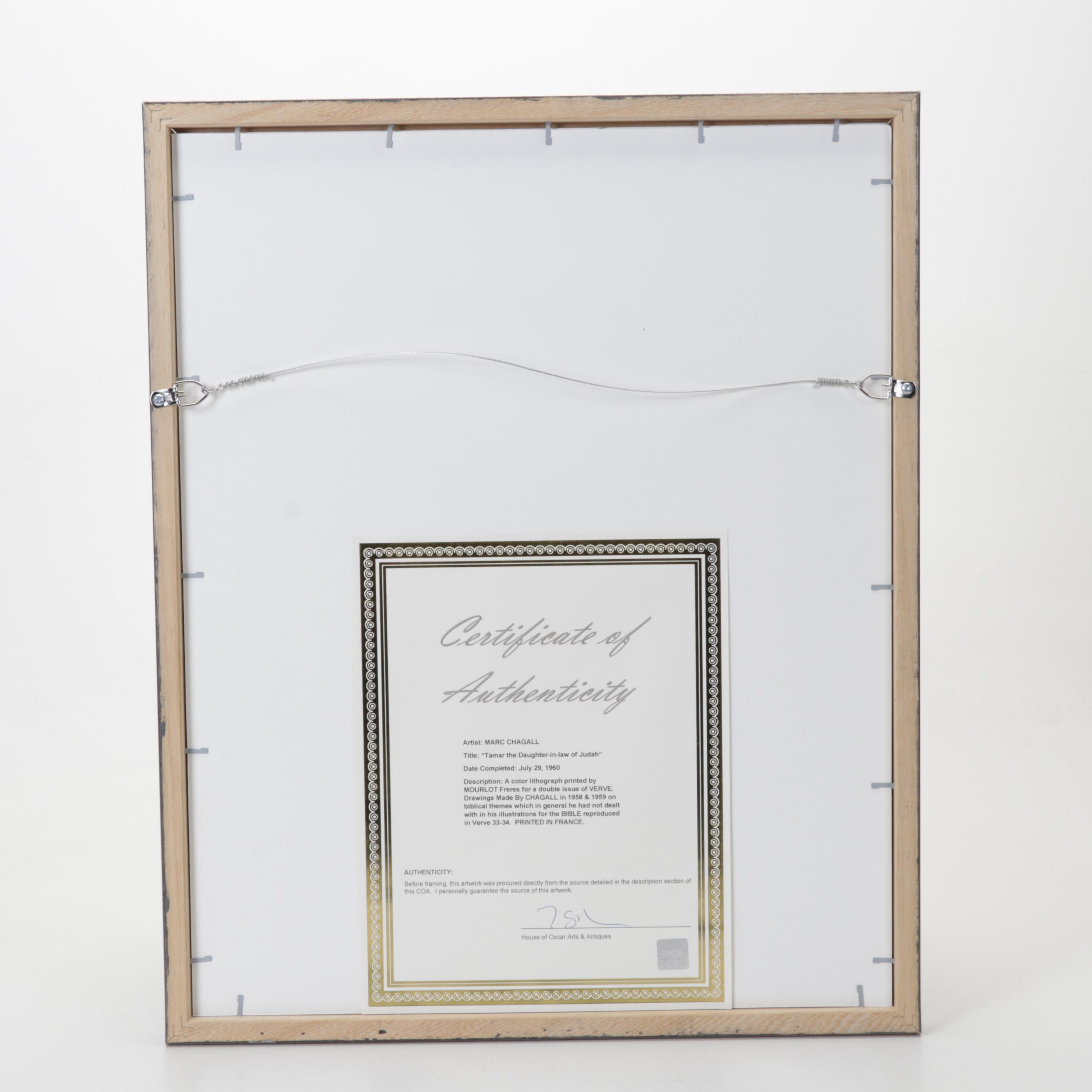 Marc Chagall Color Lithograph "Tamar belle-fille de Juda" From "Verve," 1960