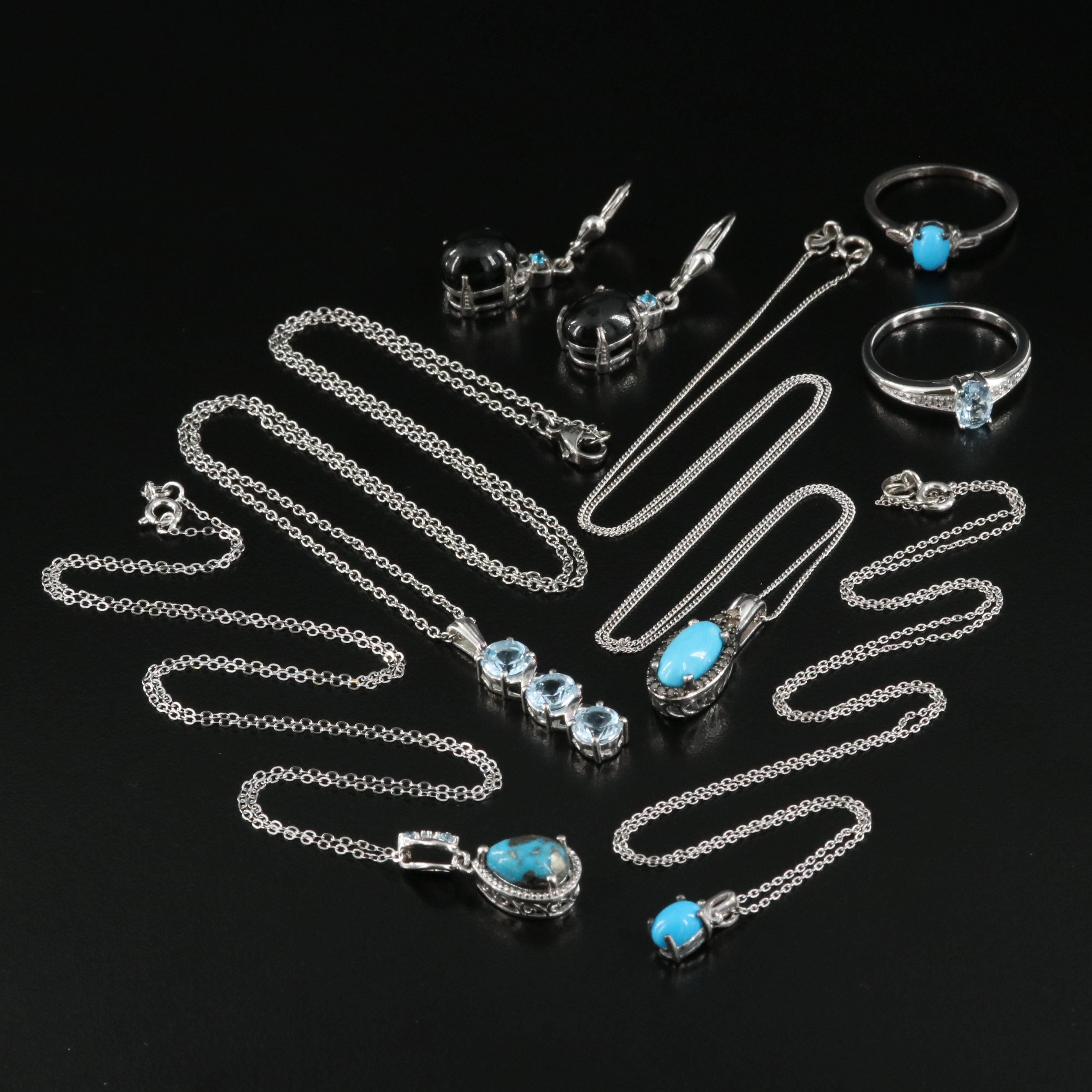Sterling Jewelry Featuring Turquoise, Diamond and Star Diopside