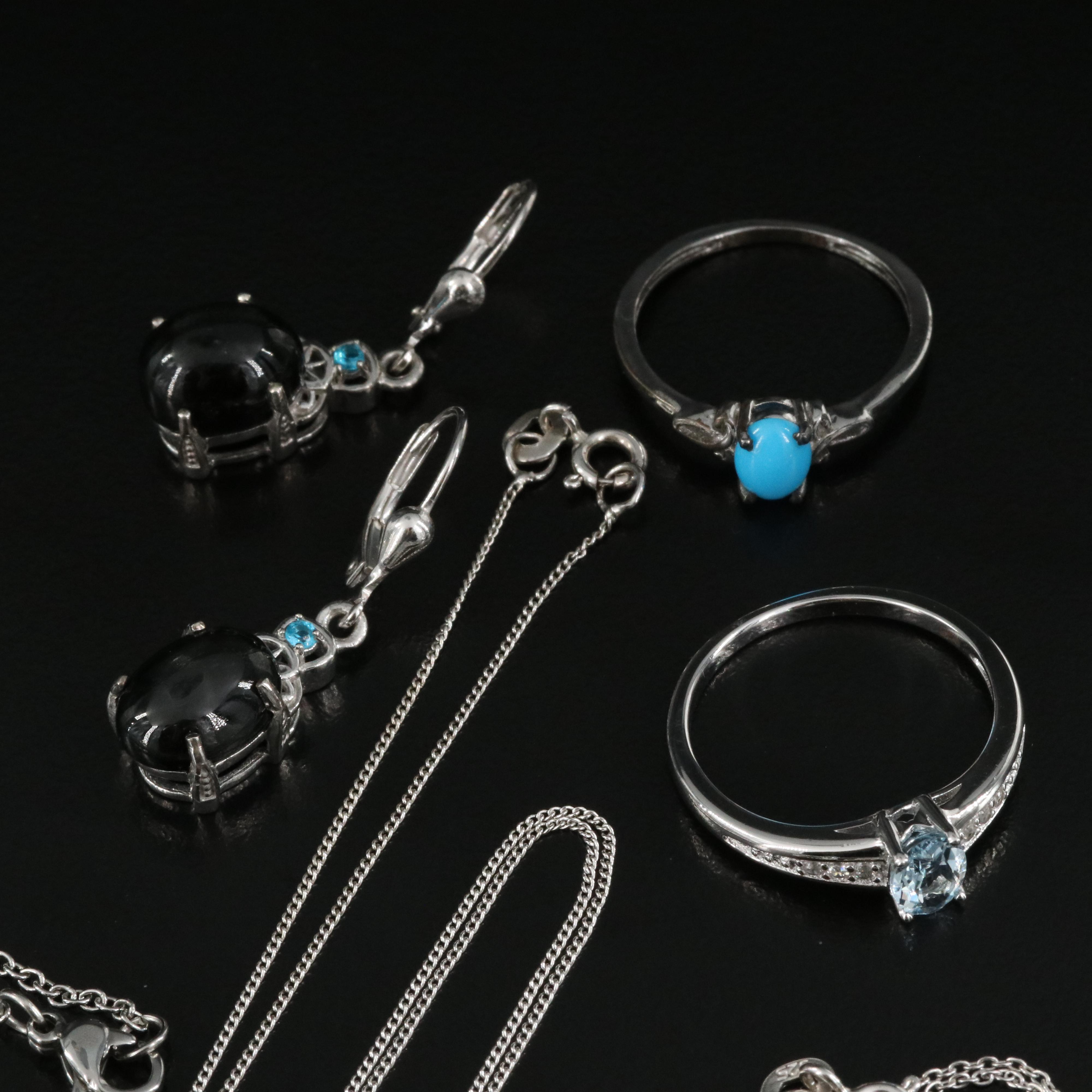 Sterling Jewelry Featuring Turquoise, Diamond and Star Diopside