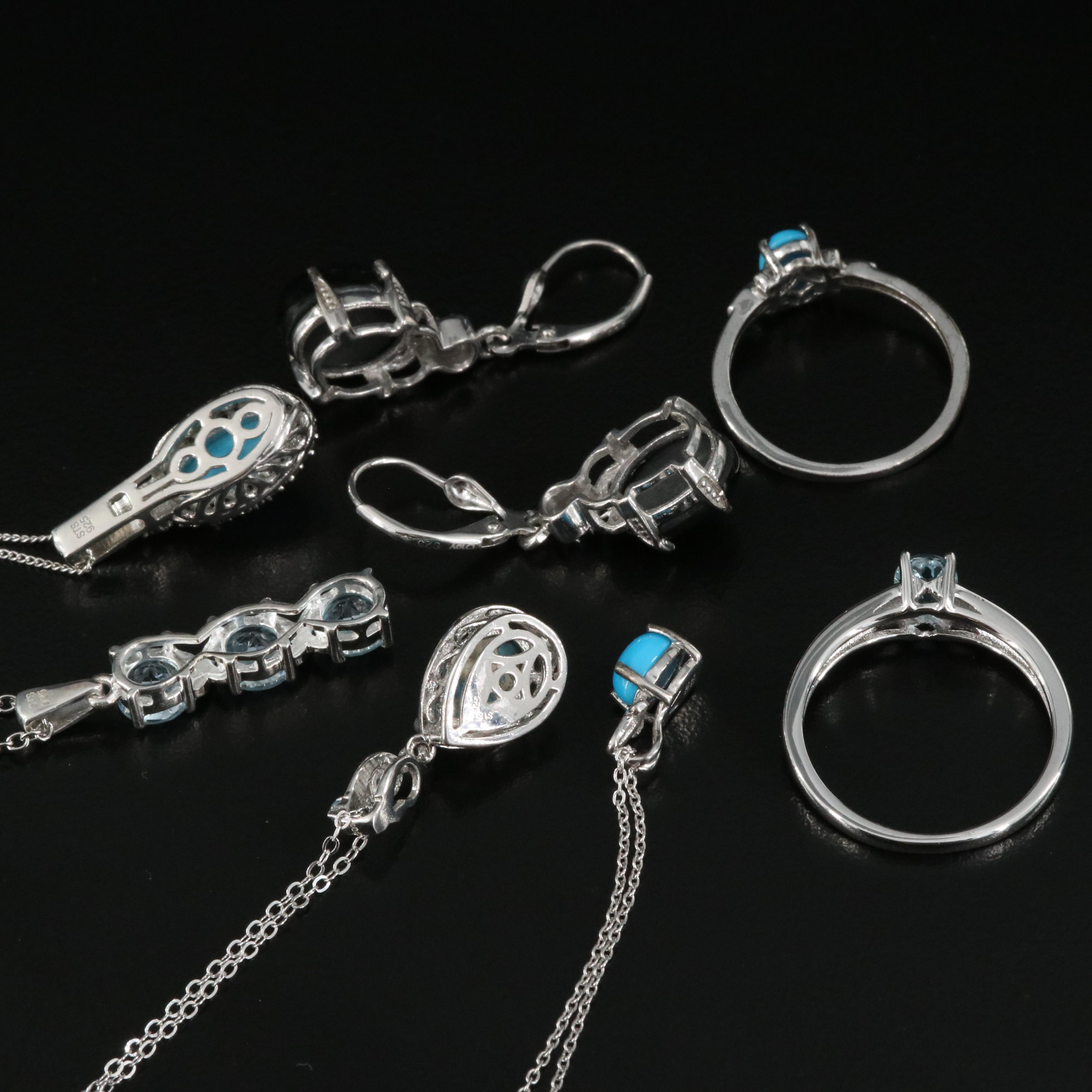 Sterling Jewelry Featuring Turquoise, Diamond and Star Diopside