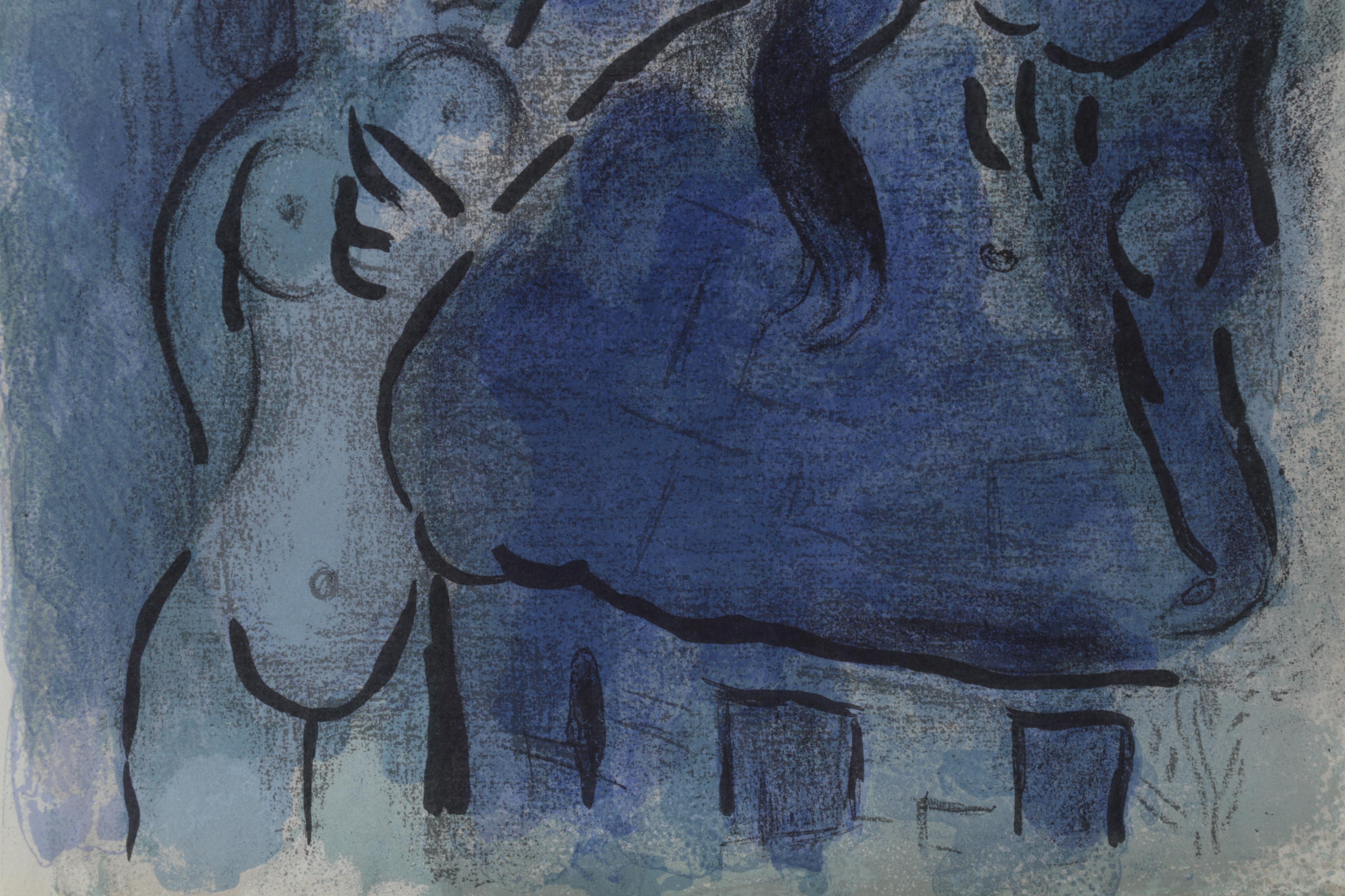 Marc Chagall Color Lithograph "Rahab et les espions de Jéricho," 1960