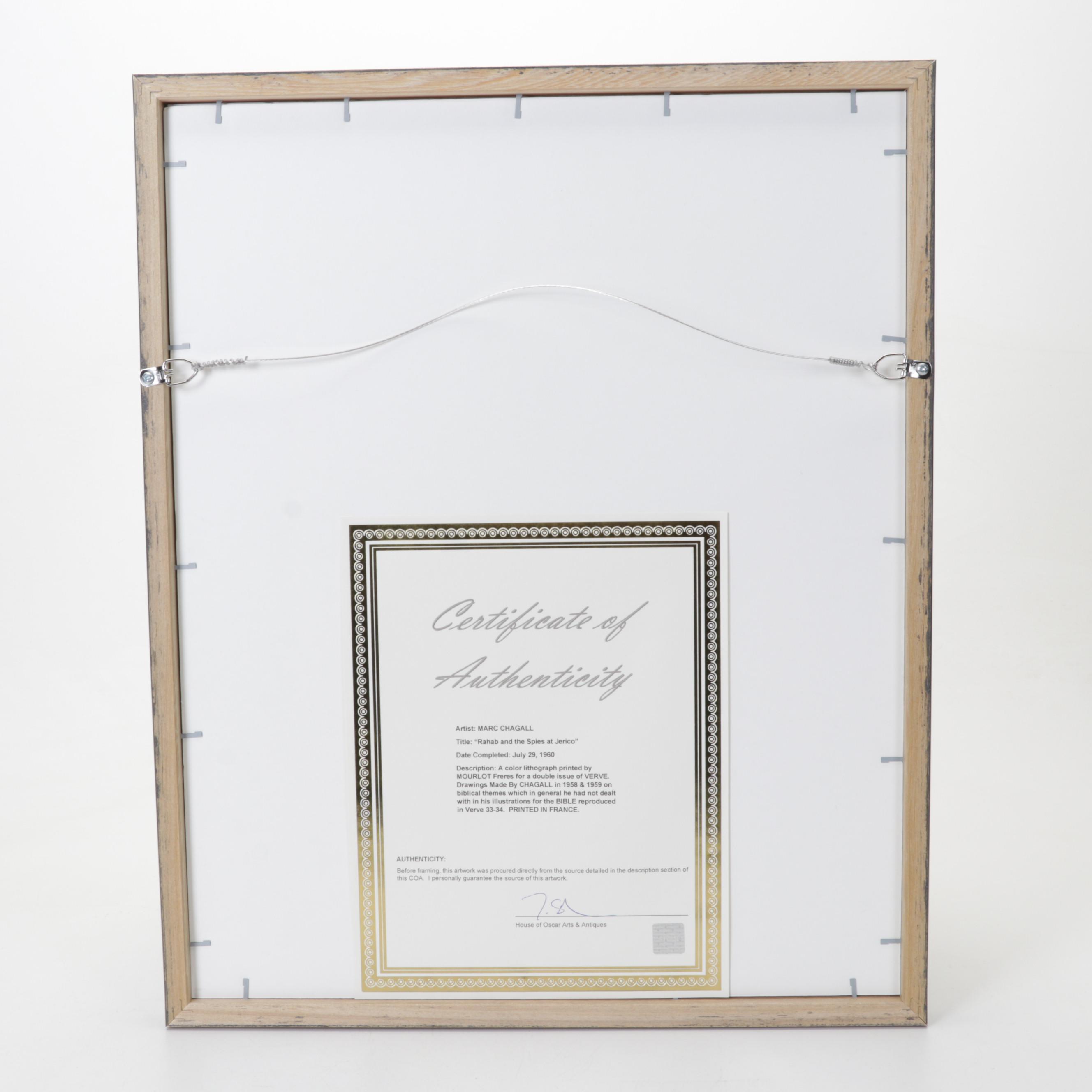 Marc Chagall Color Lithograph "Rahab et les espions de Jéricho," 1960