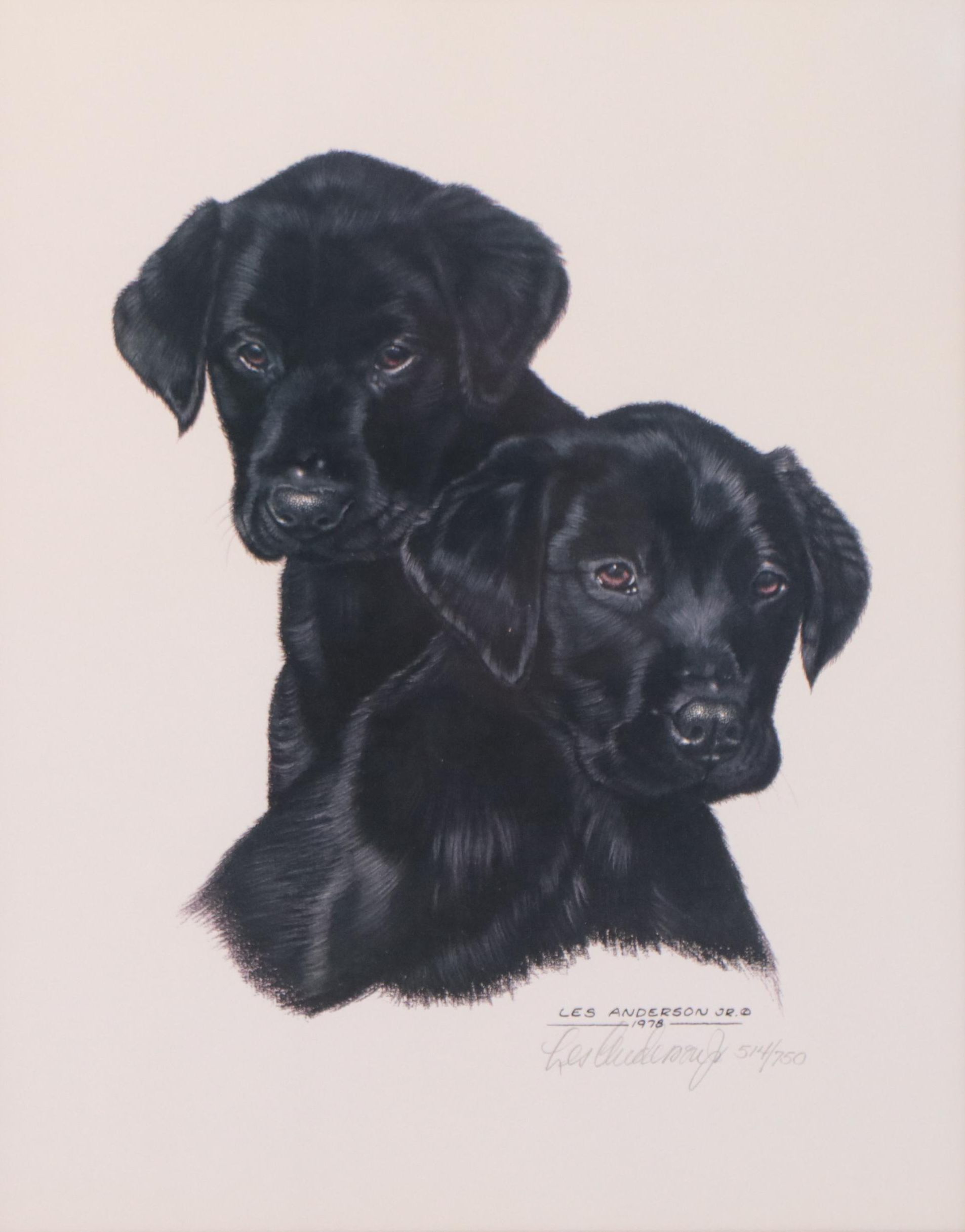 Les Anderson Offset Lithograph of Dog Portraits, Late 20th Century