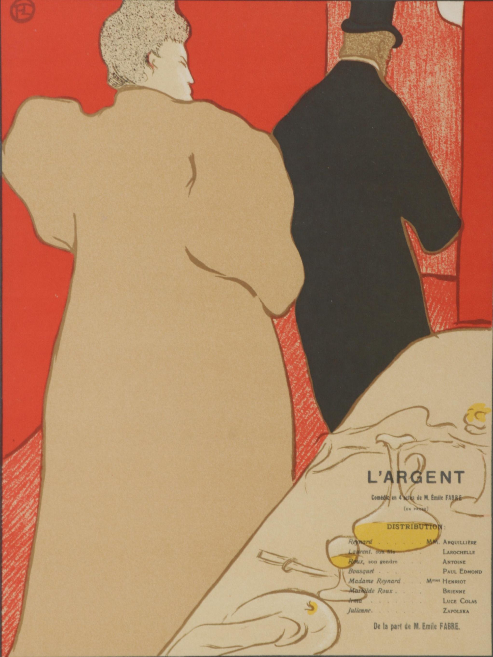 Color Lithograph After Henri de Toulouse-Lautrec "L'Argent," Circa 1946