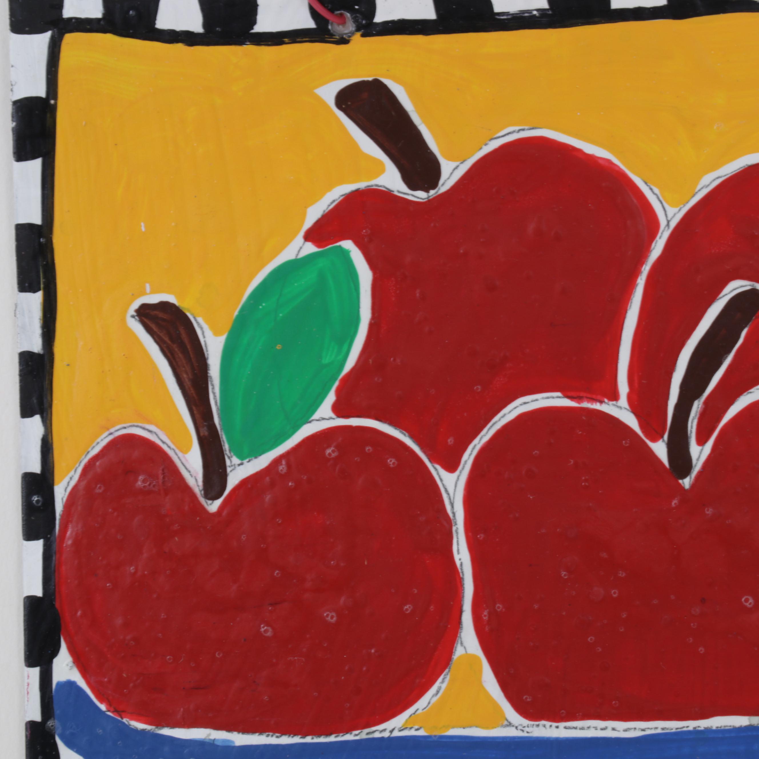 S. C. K. Turner Mixed Media Painting of Apples in Bowl, Circa 1990