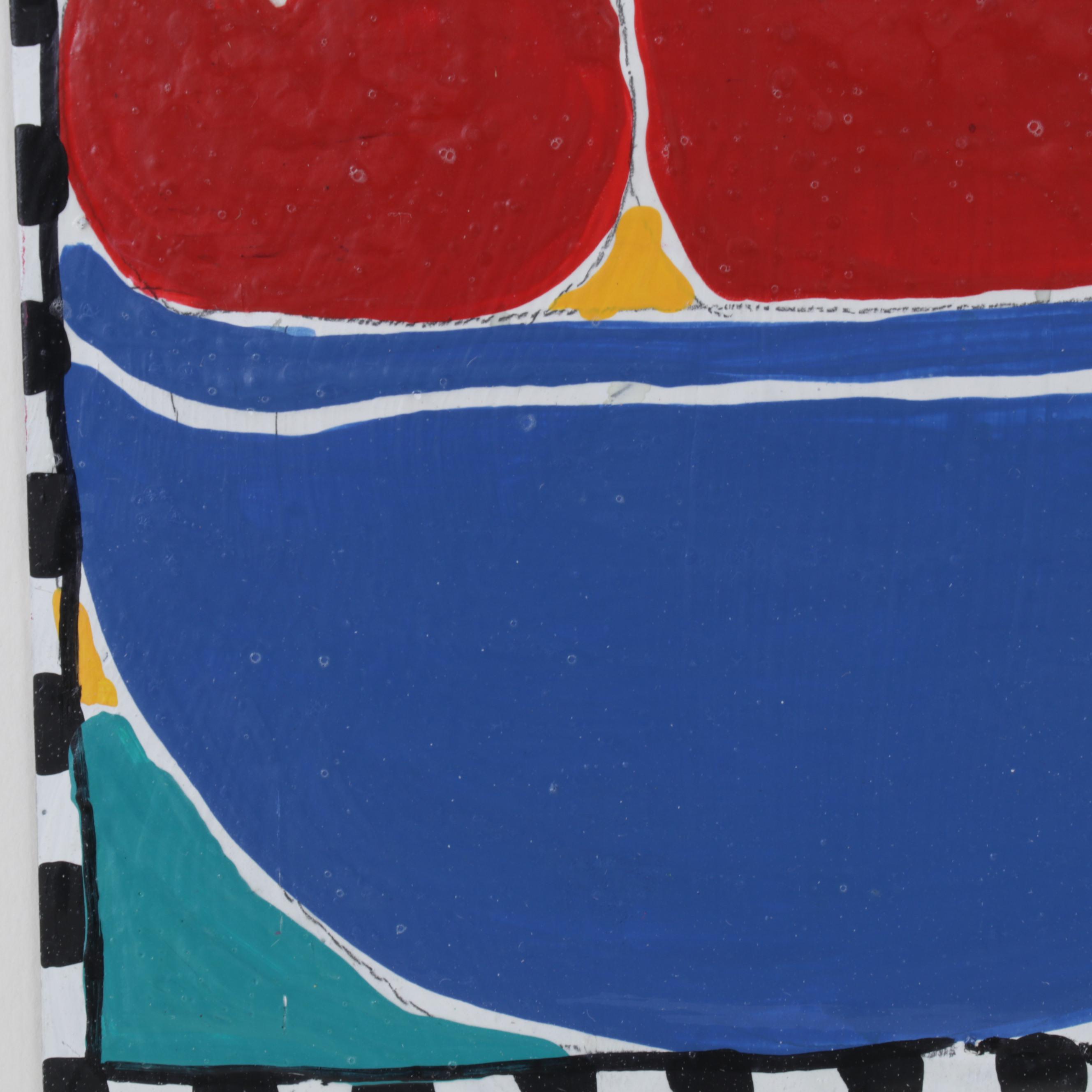 S. C. K. Turner Mixed Media Painting of Apples in Bowl, Circa 1990