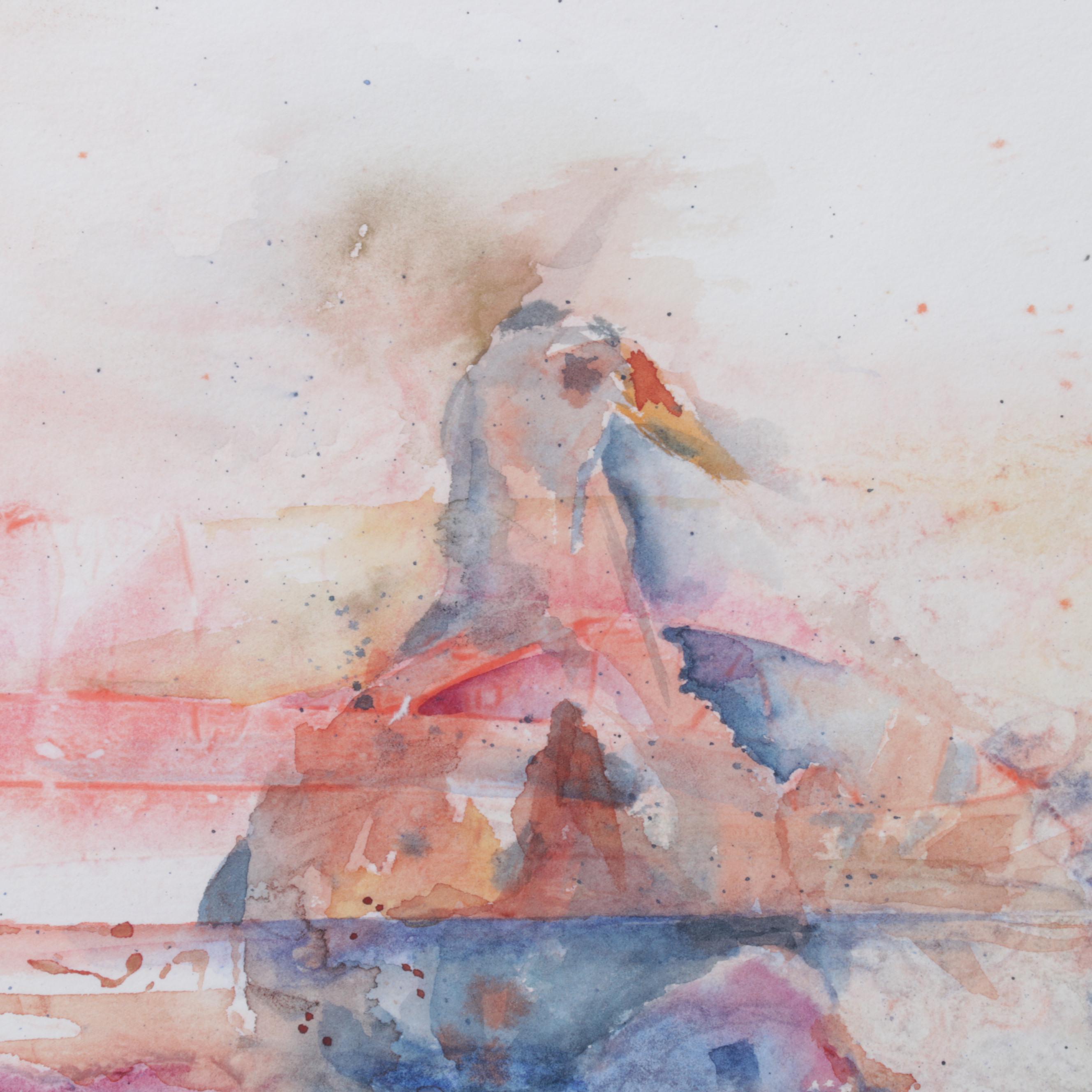 Sandi Paniccia Abstract Watercolor Painting "Buddies," 1998