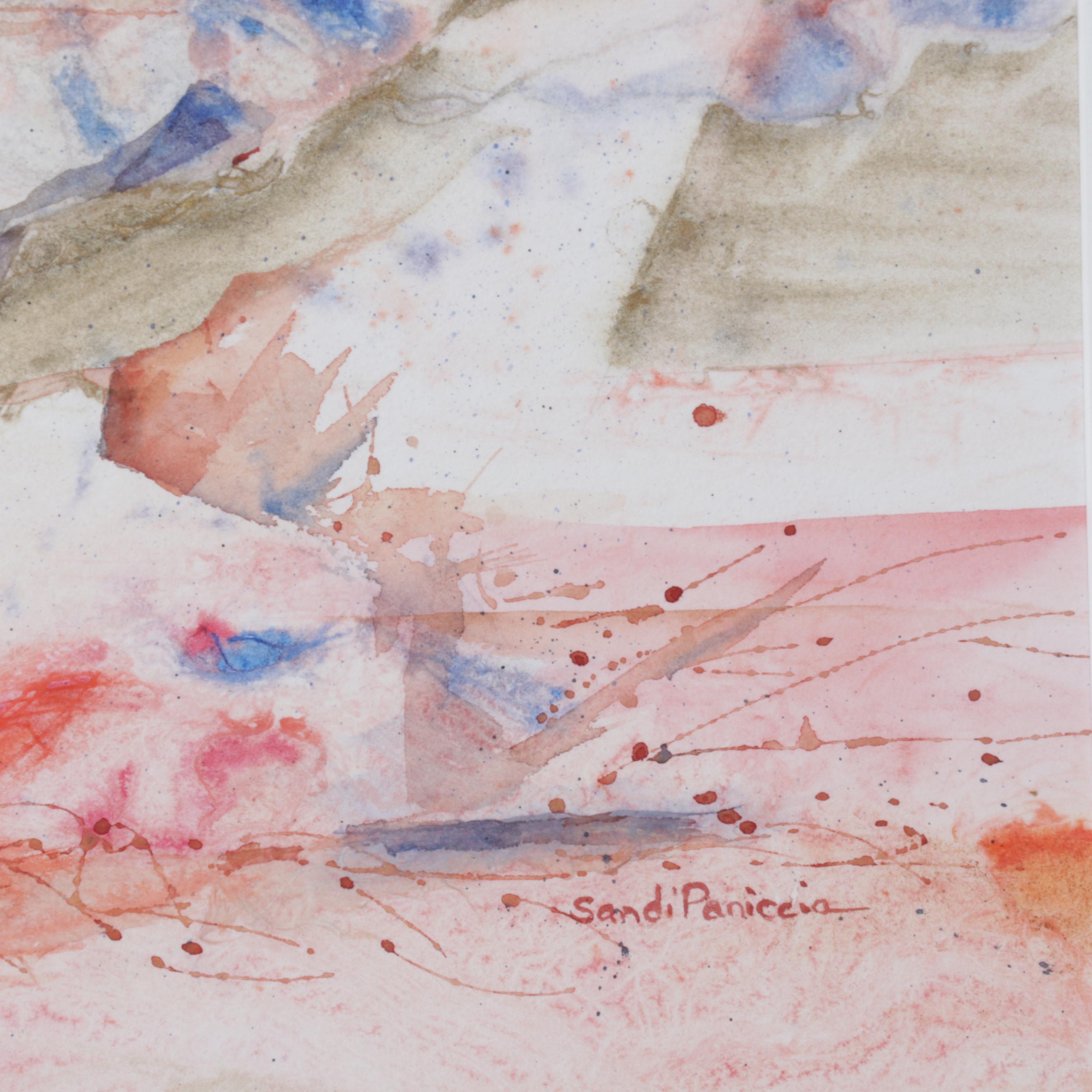 Sandi Paniccia Abstract Watercolor Painting "Buddies," 1998