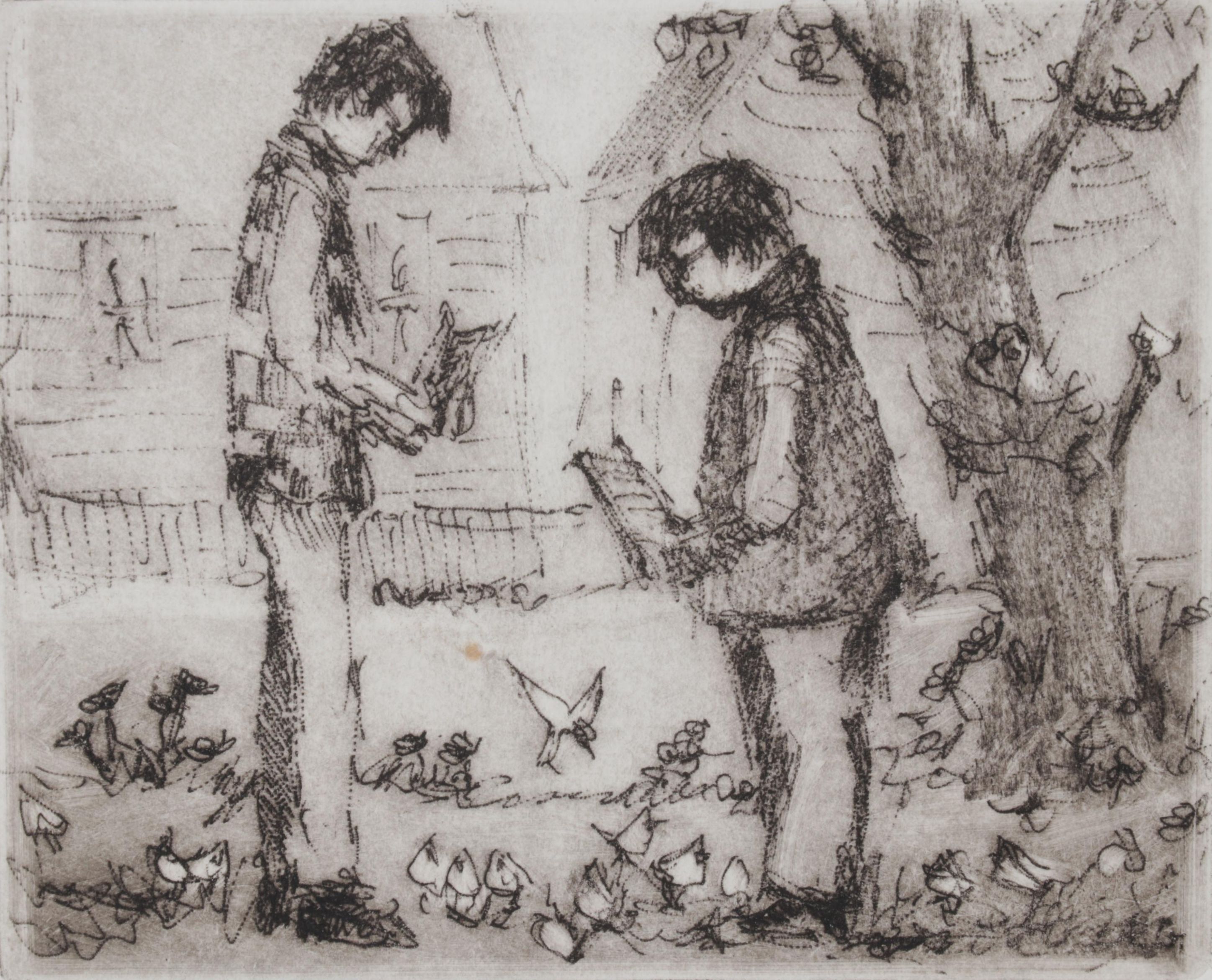 Ed Gifford Etchings "After School" and "Her Chair," Circa 1979