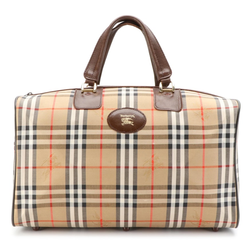 Burberry Haymarket Check Canvas and Leather Weekender Bag
