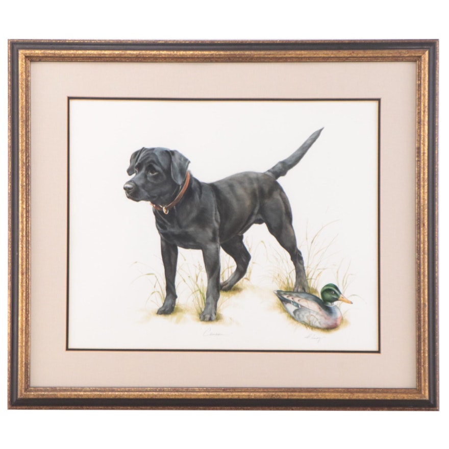 Heidi Lindy Watercolor Painting of Dog Portrait "Canaan"