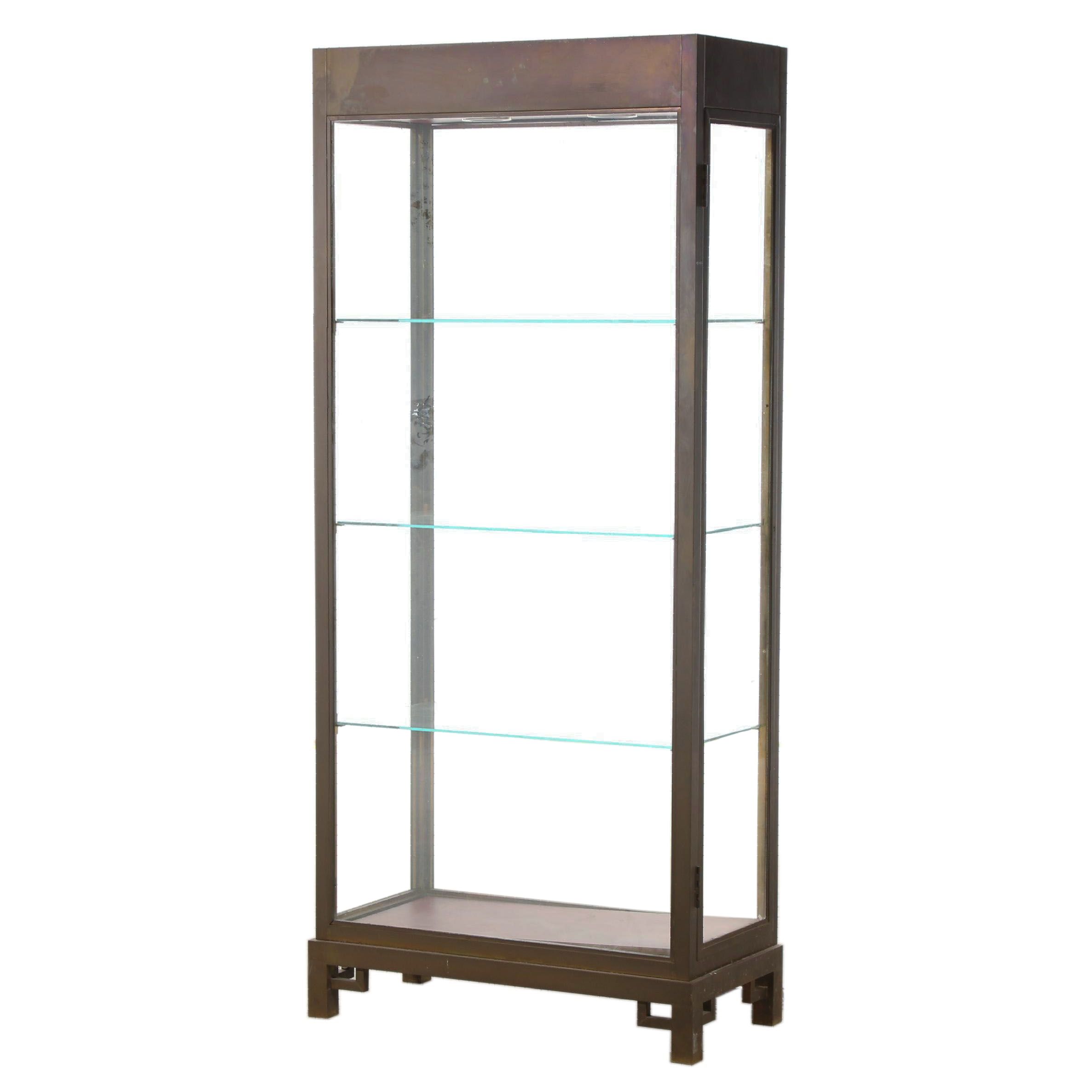 Brass Illuminated Merchandise Display Cabinet