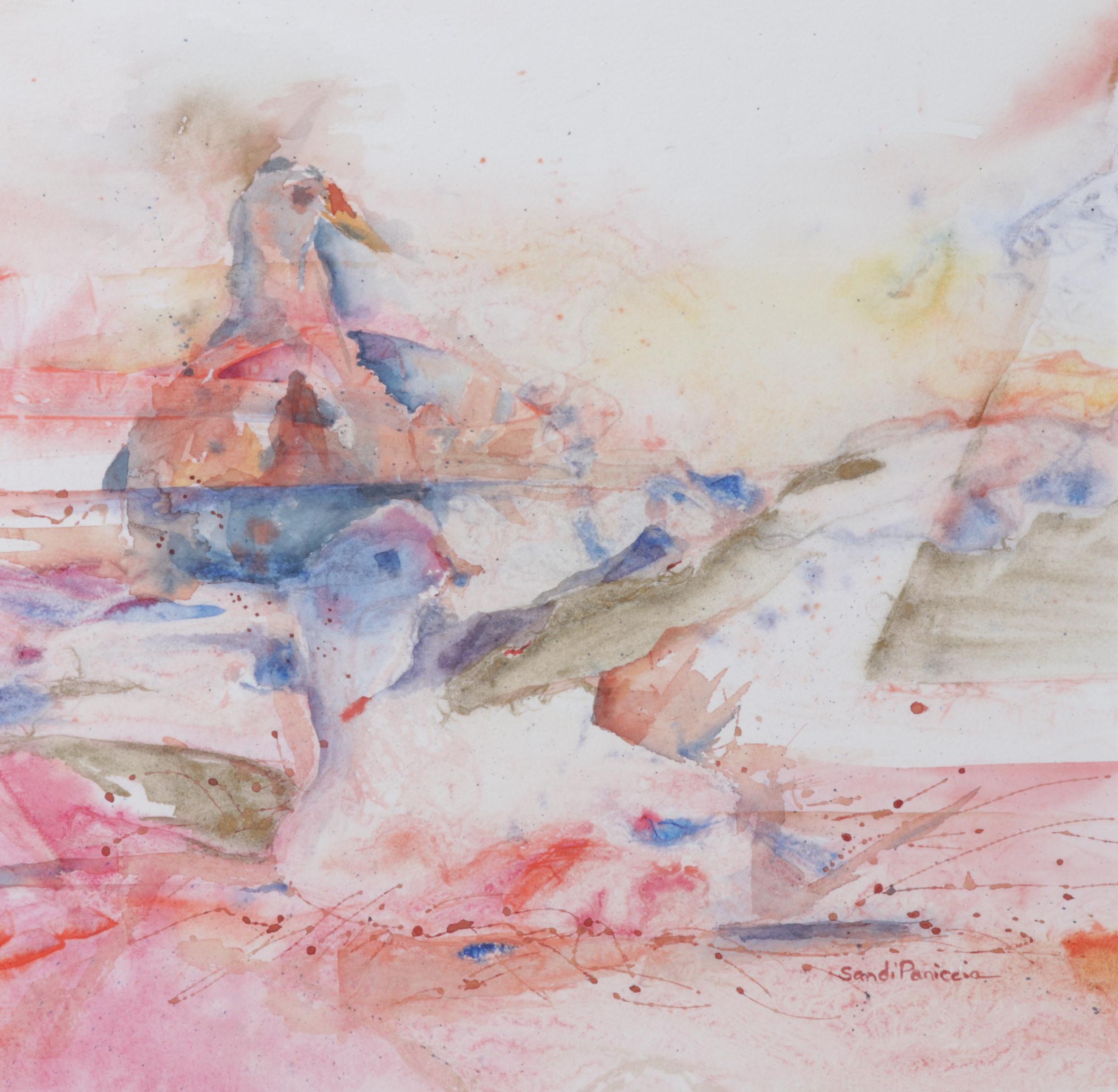 Sandi Paniccia Abstract Watercolor Painting "Buddies," 1998