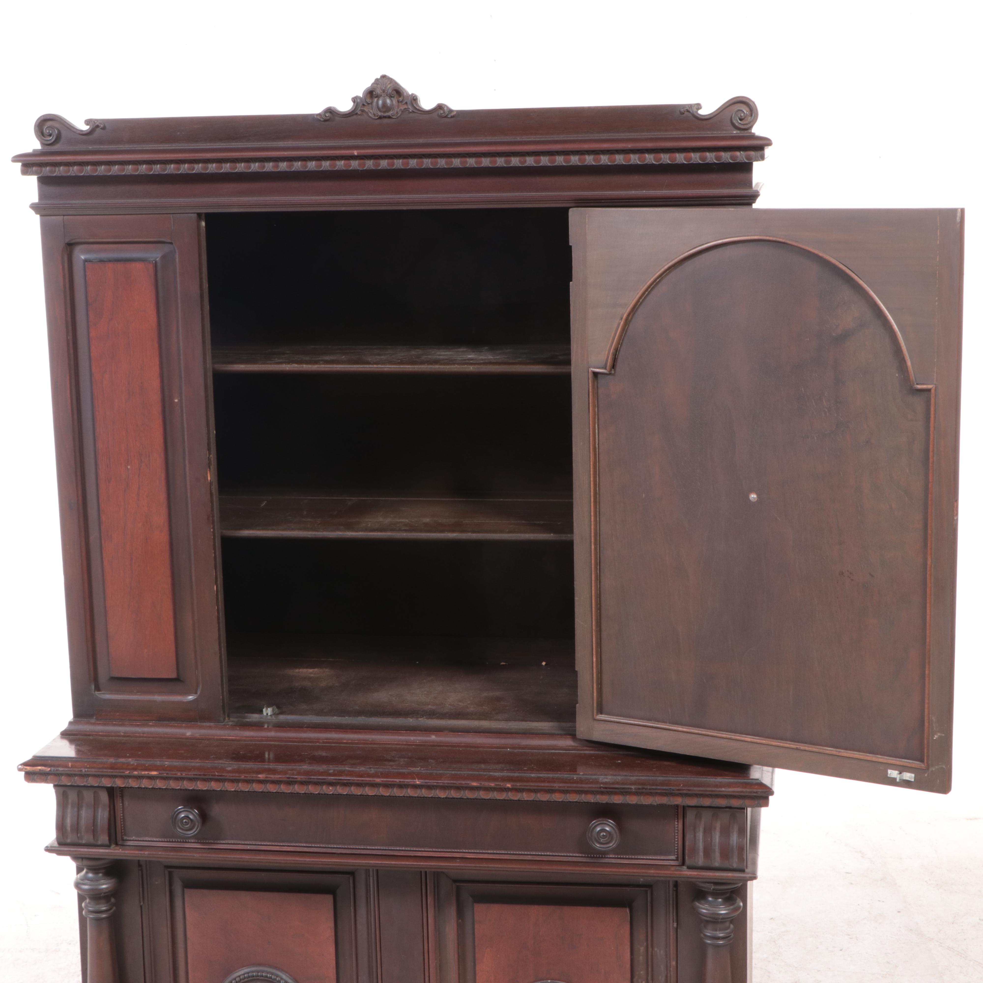 Renaissance Revival Walnut China Cabinet, 1920s