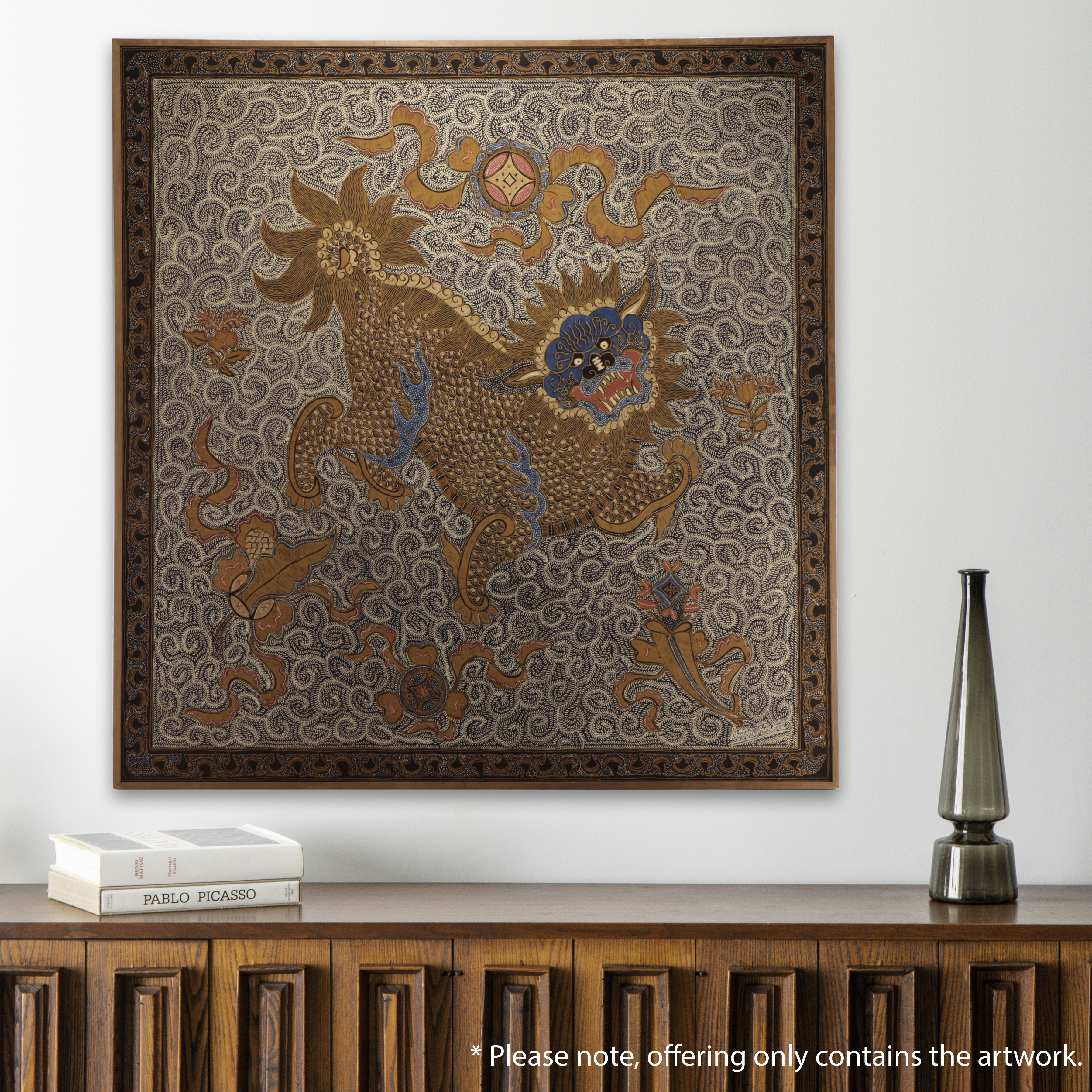 Chinese Batik Painting of Lion